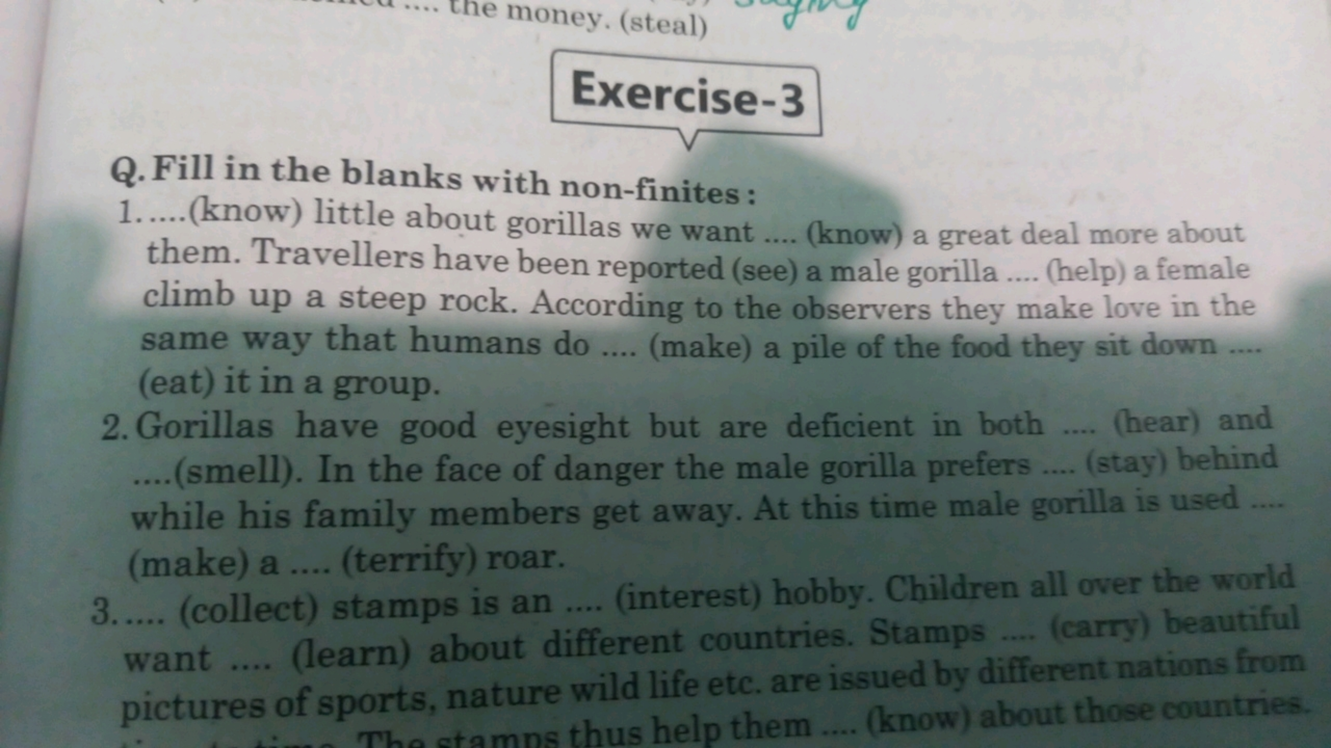 Exercise-3
Q. Fill in the blanks with non-finites :
1.....(know) littl