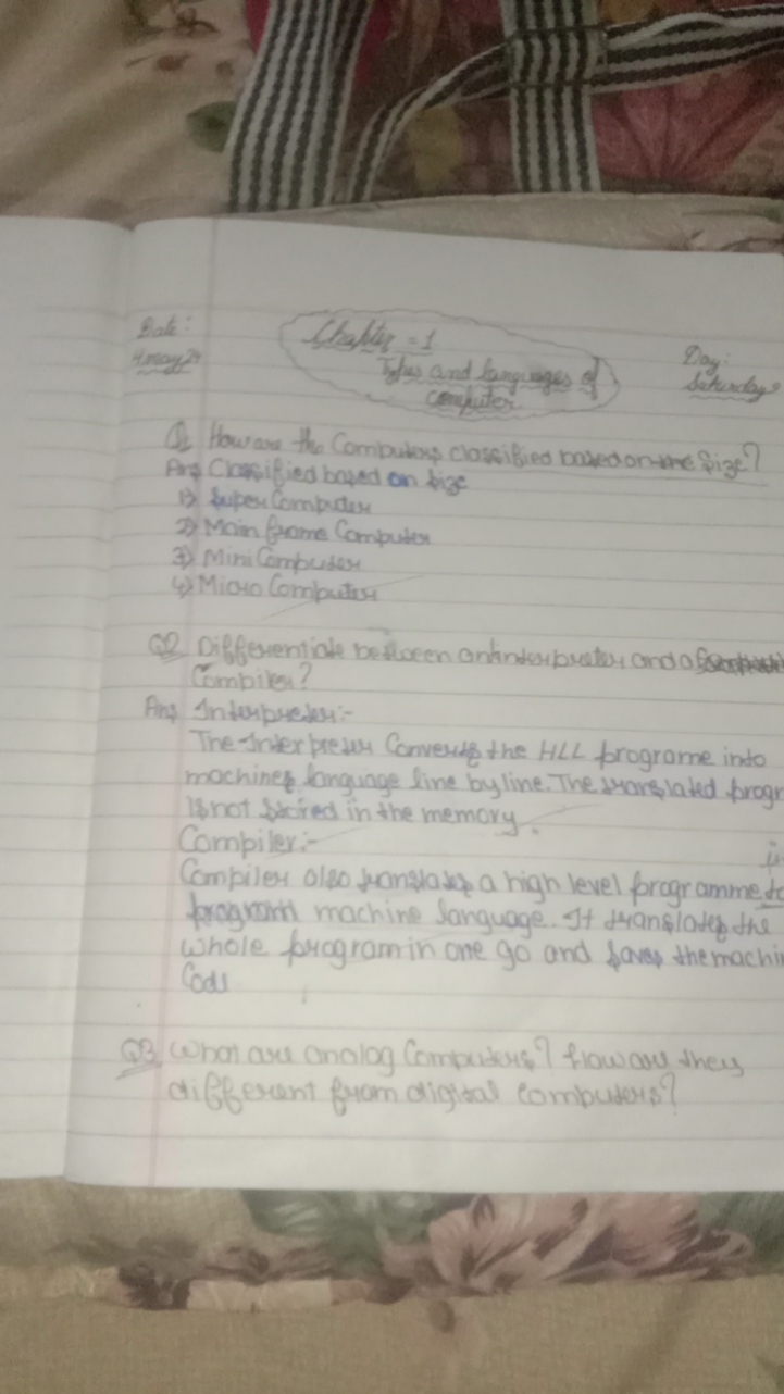 Sak:
4mays?
Q) How are the Combukes clascified based on-the \$ize?

An