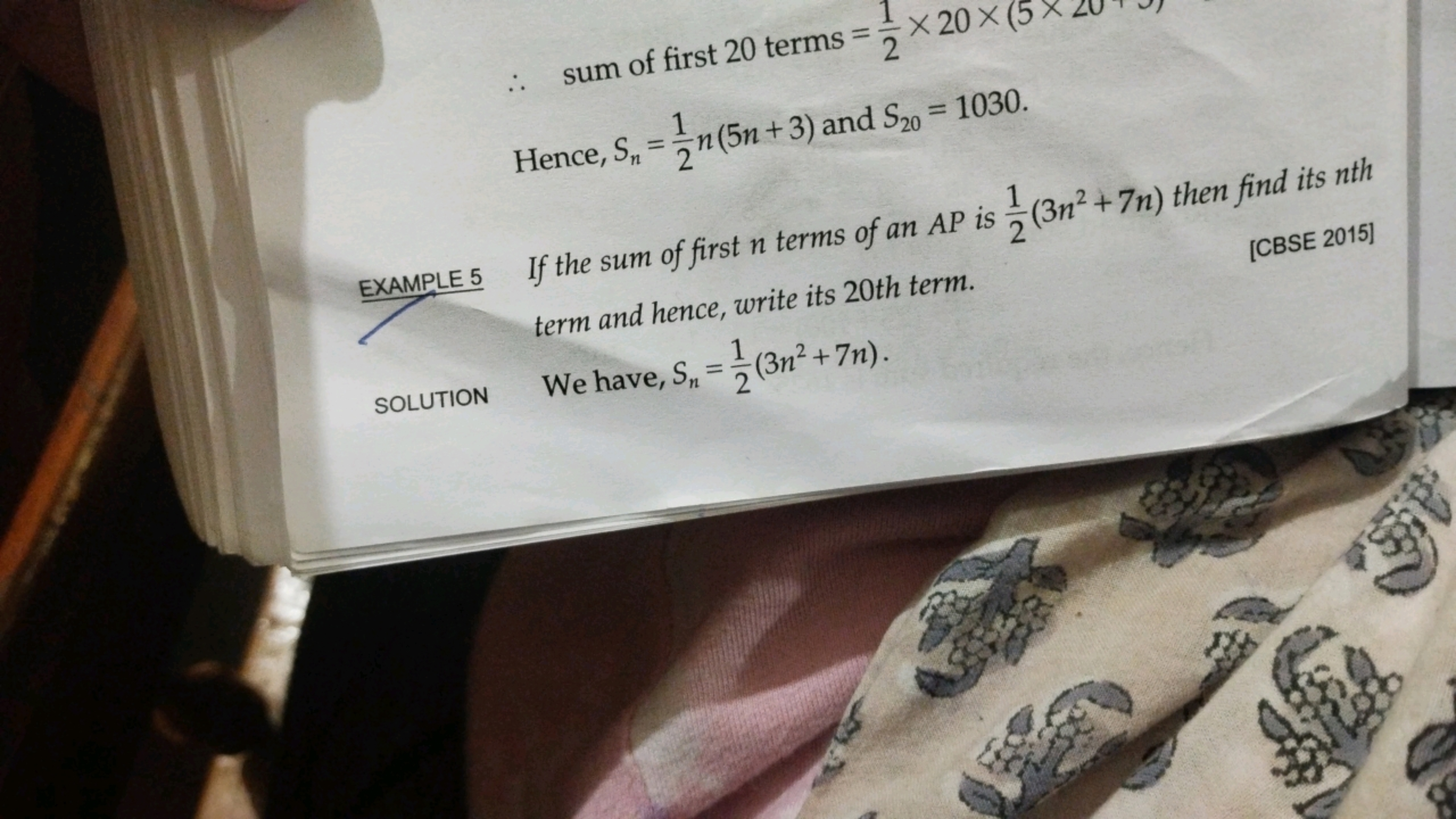 ∴ sum of first 20 terms =21​×20 Hence, Sn​=21​n(5n+3) and S20​=1030. [