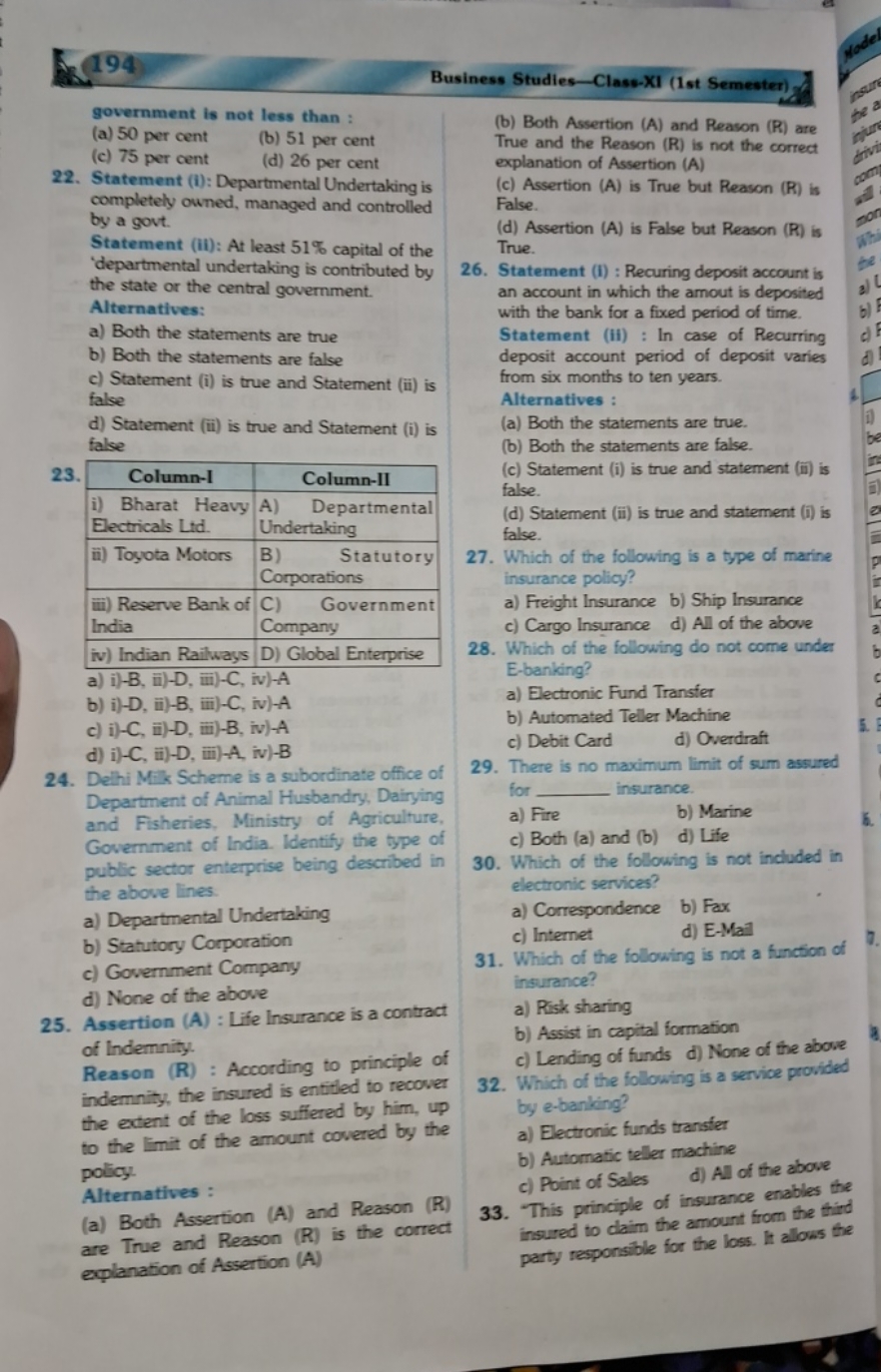 194
Business Studies-Clase-XI ( Hst Semester)
government is not less t