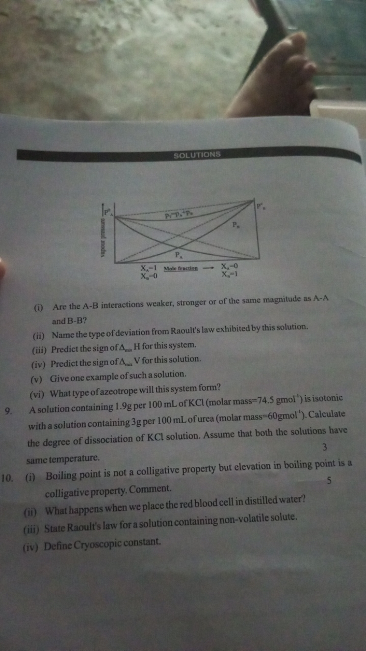 SOLUTIONS
(i) Are the A-B interactions weaker, stronger or of the same