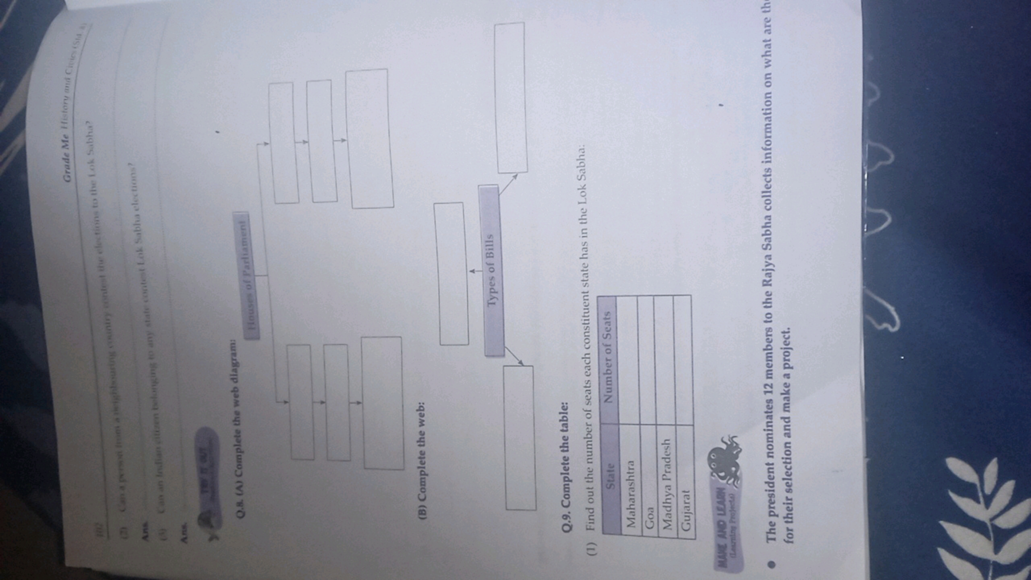 Grade Me History and Citien (Sta
302

Ant

Ans.
Q.8. (A) Complete the 