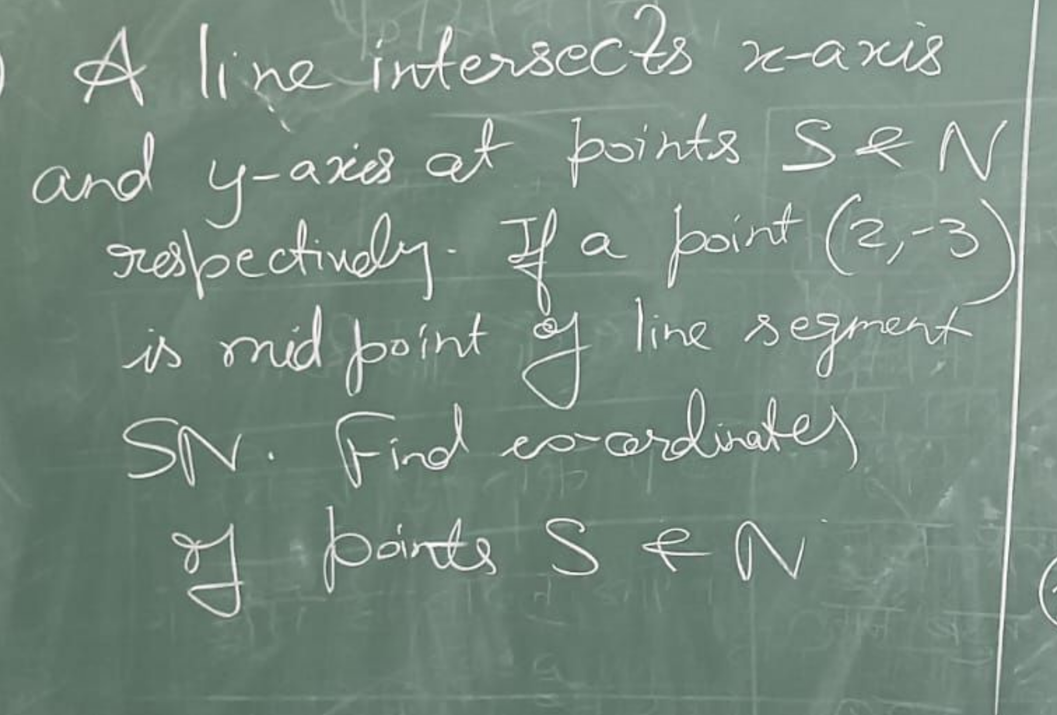 A line intersects x-axis and y-axis at points S∈N roospectivaly. If a 