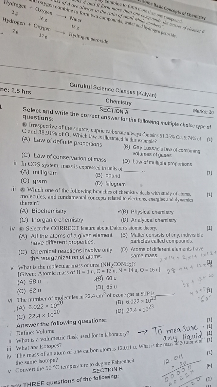 Some basic concepts of Chemistry
2g
32 g
Hydrogen peroxide

Gurukul Sc