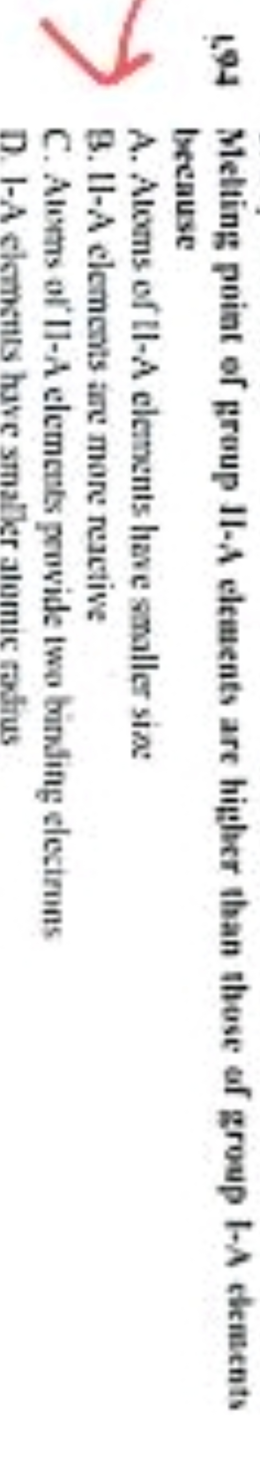 s94 Melting point of group II-A elements are higher than those of grou