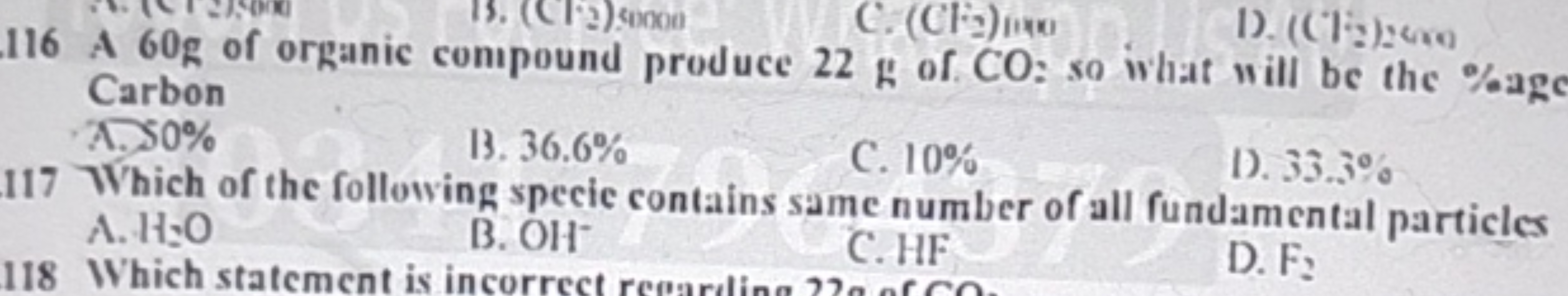 116 A 60 g of organic compound produce 22 f of CO : so what will be th