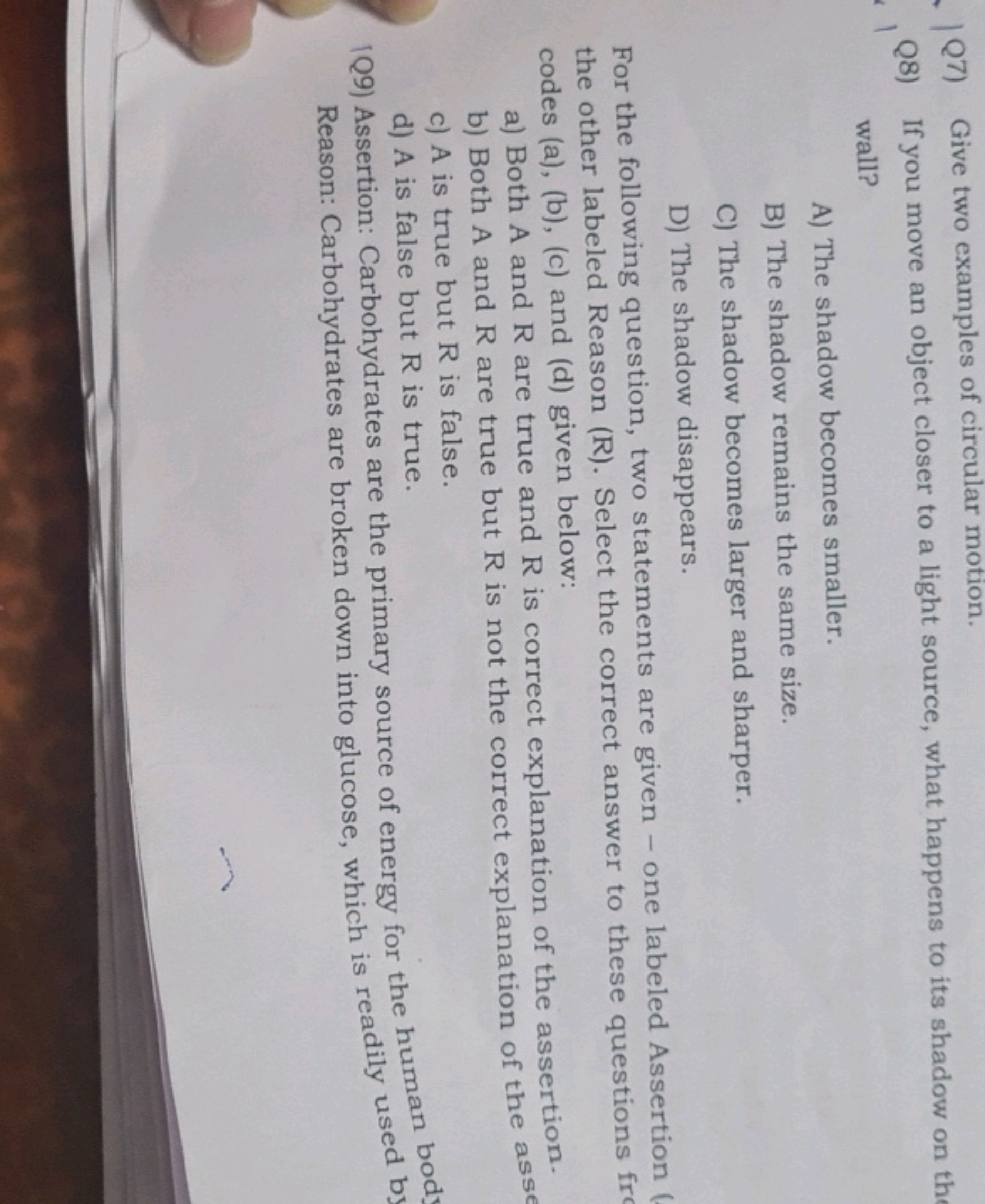 1Q7) Give two examples of circular motion.
Q8) If you move an object c