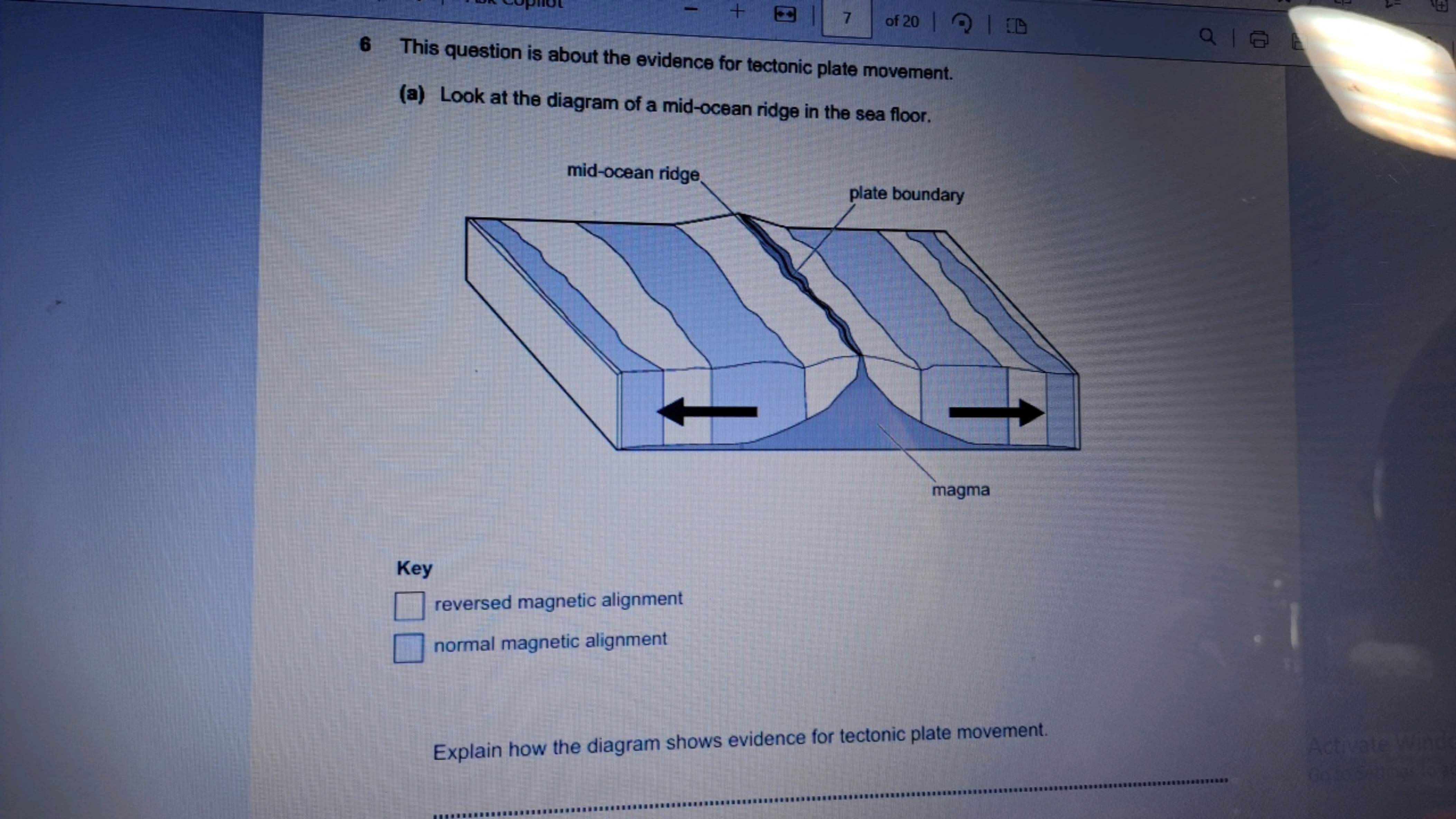 6 This question is about the evidence for tectonic plate movement.
(a)