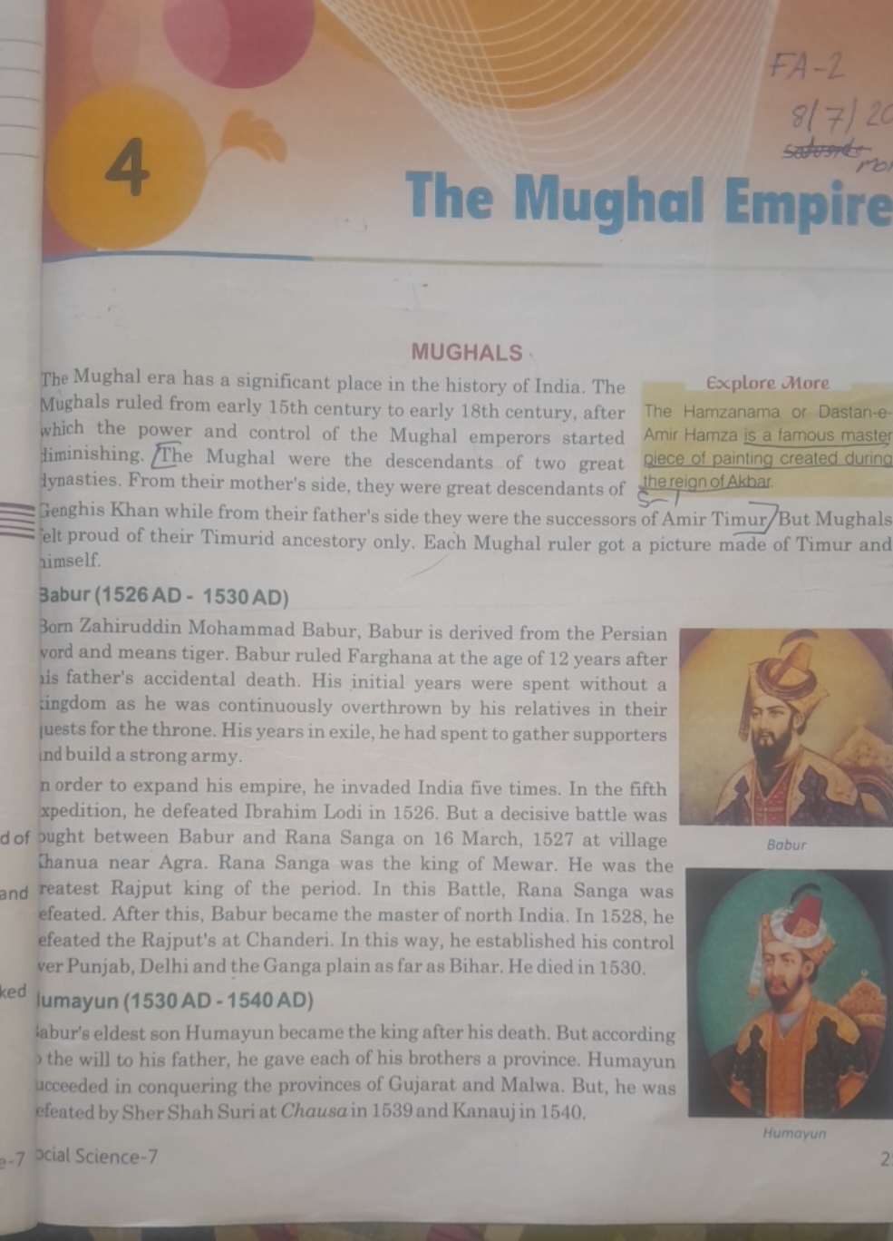 MUGHALS
The Mughal era has a significant place in the history of India