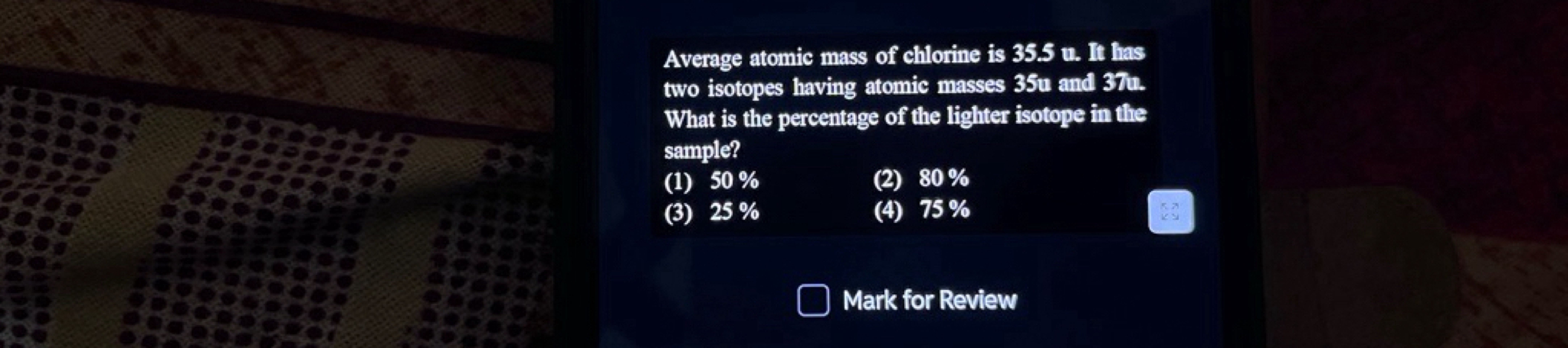 Average atomic mass of chlorine is 35.5 u . It has two isotopes having