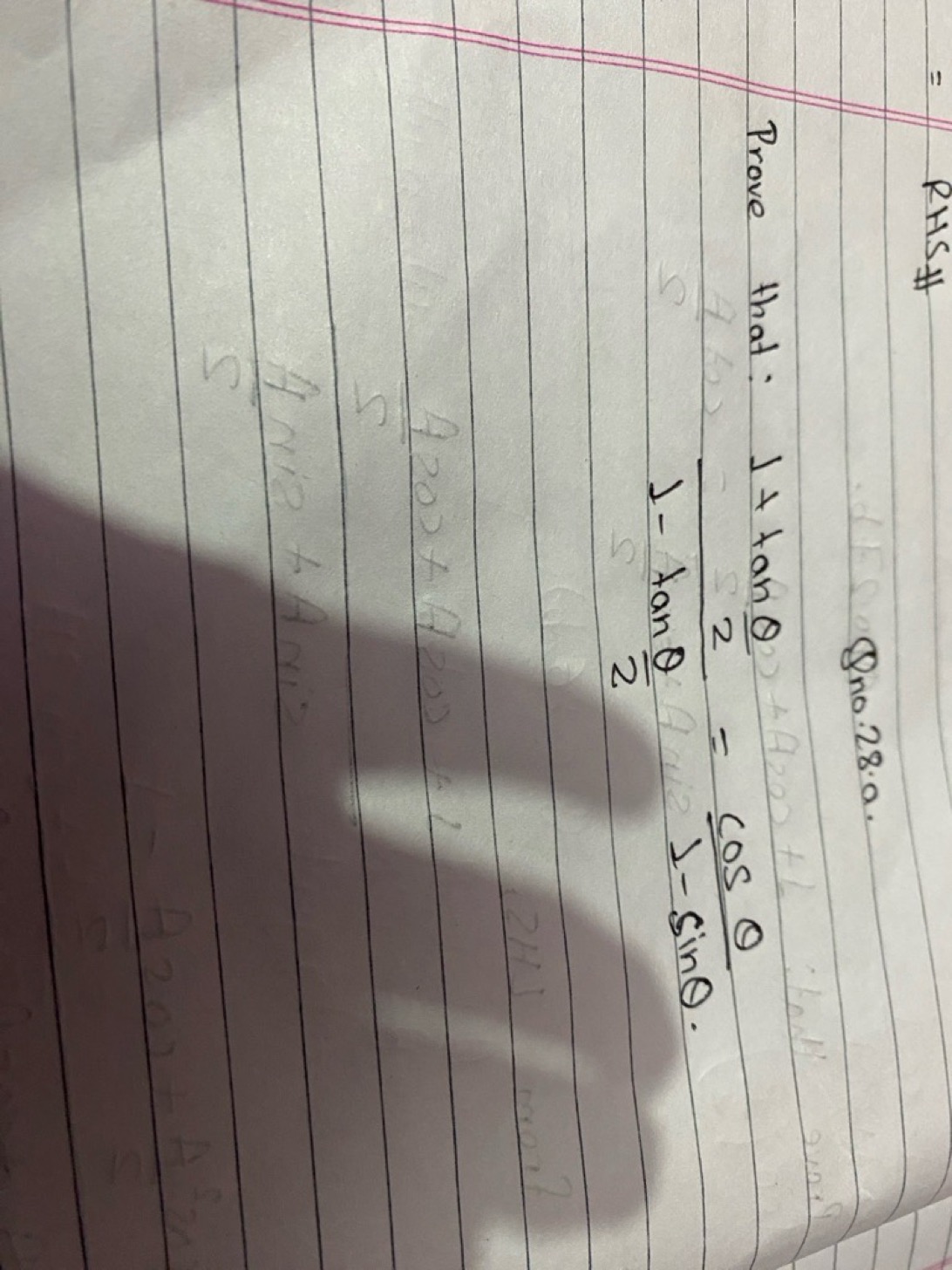 Qno.28.a.
Prove that: 1−tan2θ​1+tan2θ​​=1−sinθcosθ​.