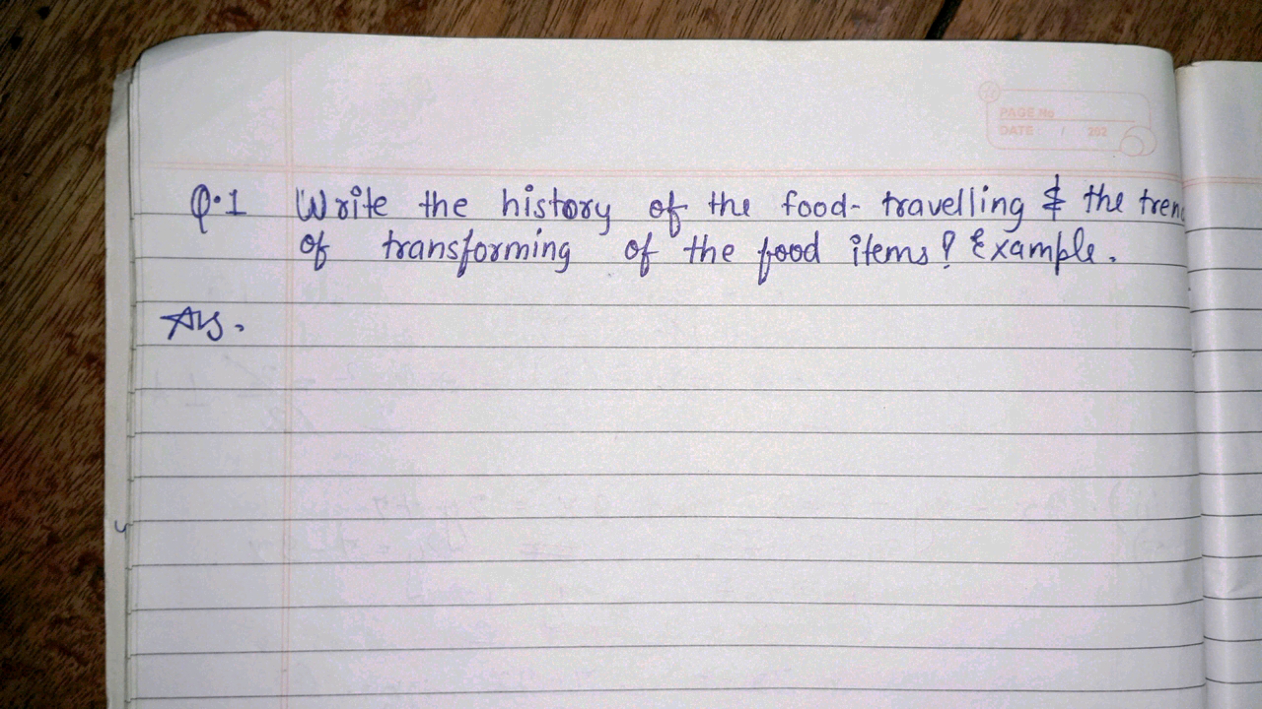 Q. 1 Write the history of the food-travelling \& the trent of transfor