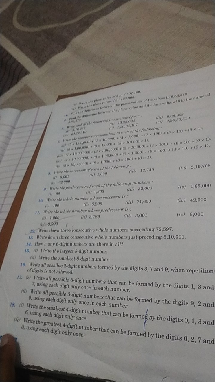 
(iii) 8,08,808
(i) (6×1,00,,000)+(2×10,000)+(4×1,000)×(200)×(00)+(3×1