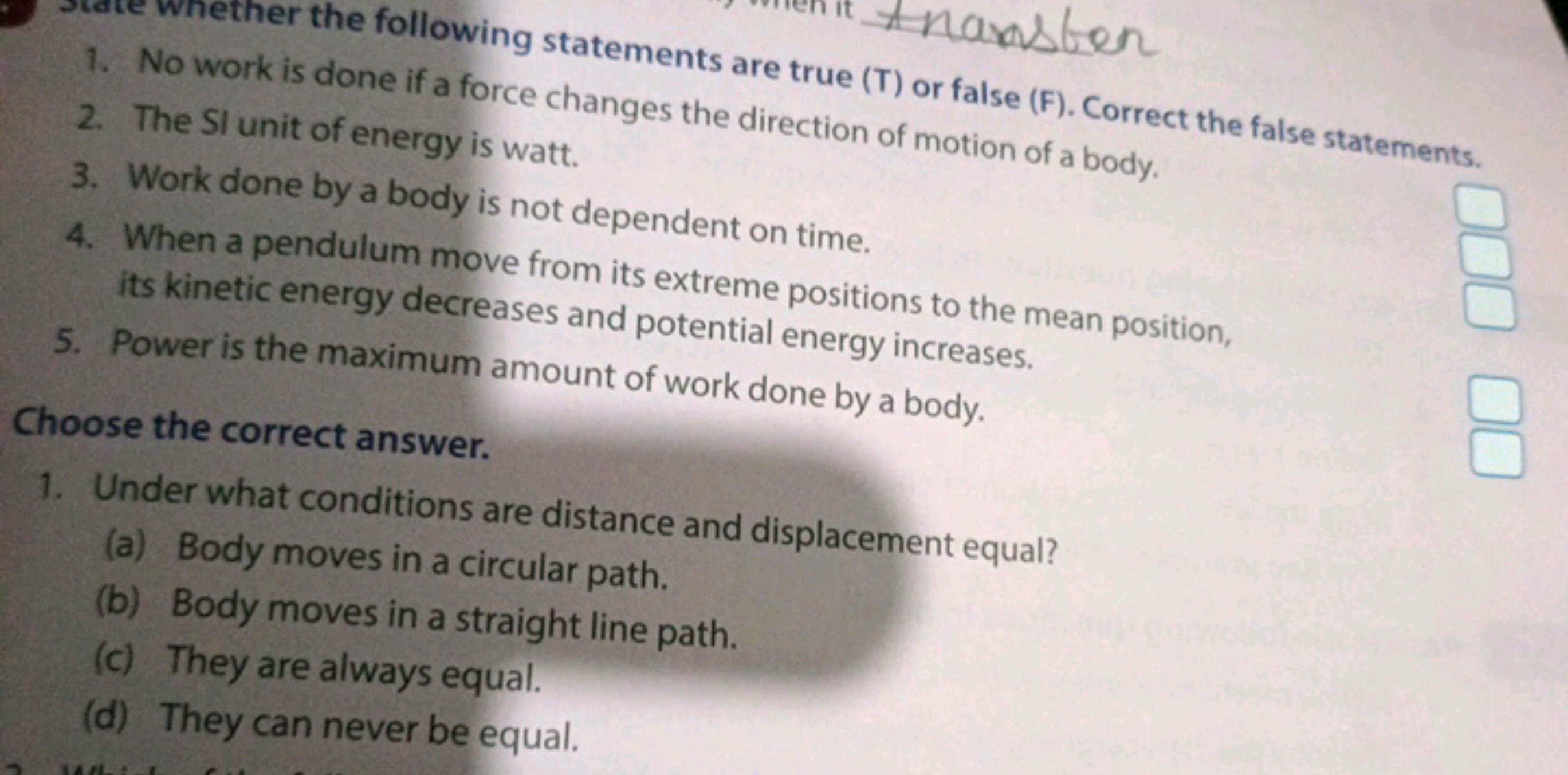 statements are true (T) or false (F). Correct the false statements.
2.