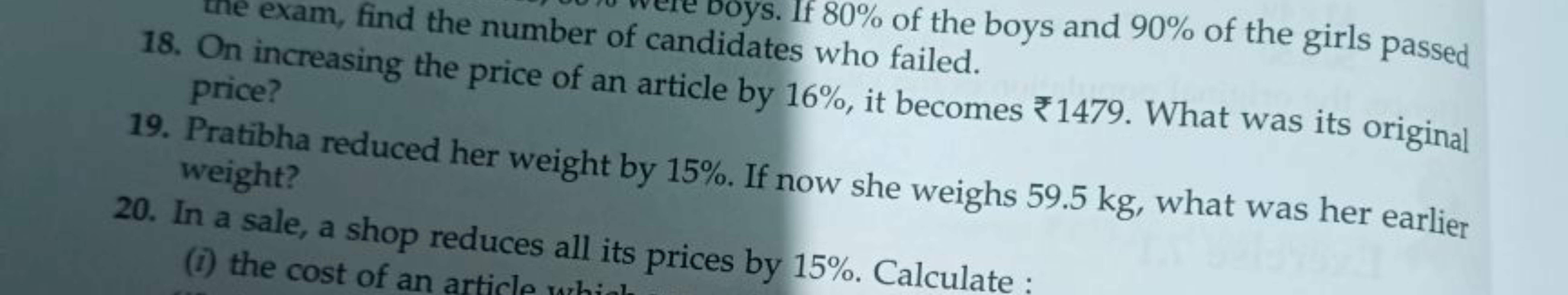 the exam, find the number of candidates who failed.
ys. If 80% of the 