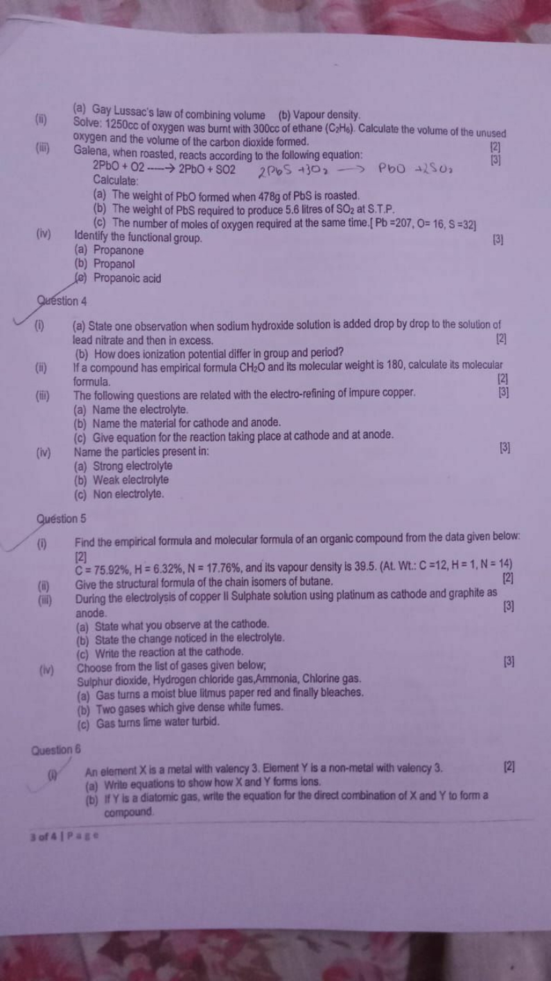 (a) Gay Lussac's law of combining volume
(b) Vapour density.
(ii) Solv