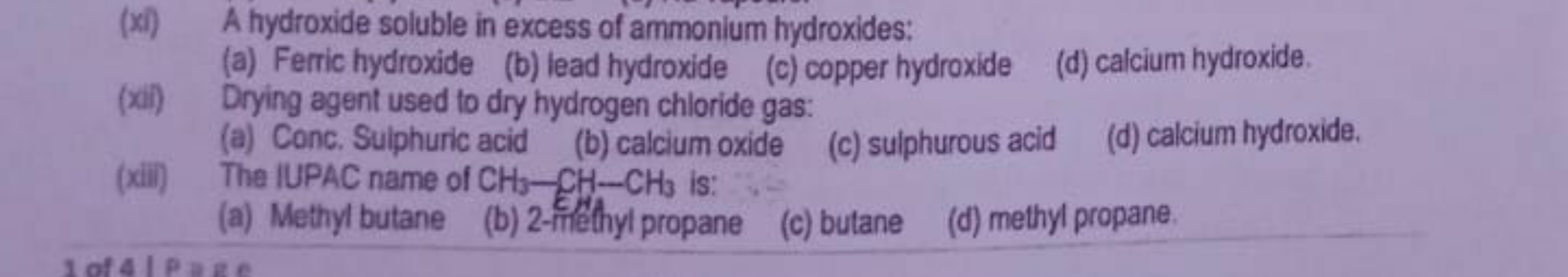 (xi) A hydroxide soluble in excess of ammonium hydroxides:
(a) Ferric 