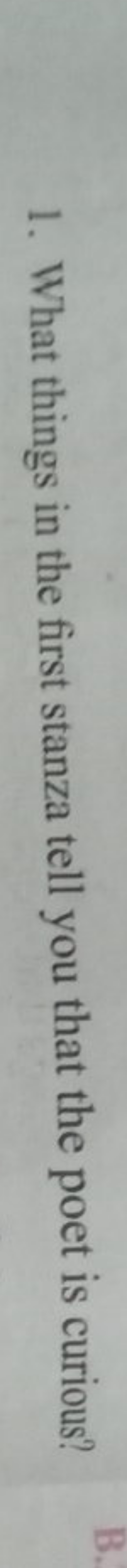 1. What things in the first stanza tell you that the poet is curious?