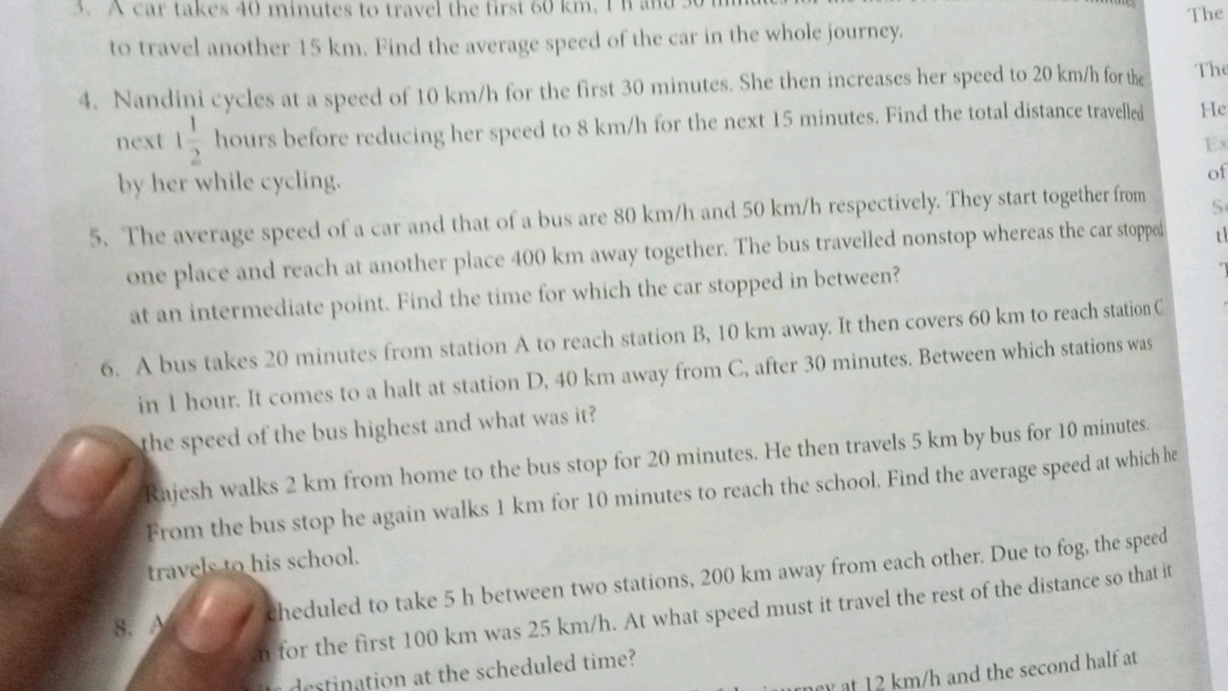 3. A car takes 40 minutes to travel the first 60 km ,
to travel anothe