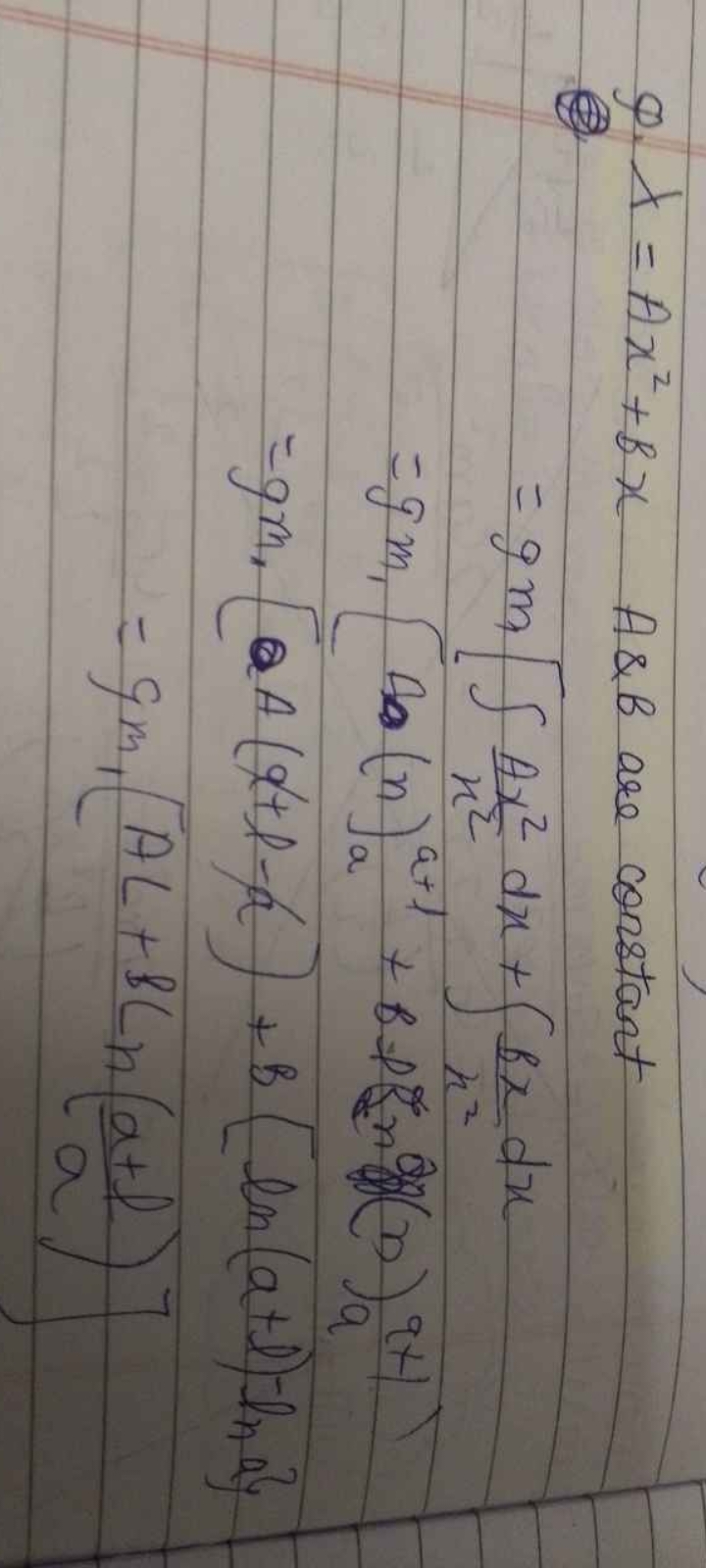 9. λ=Ax2+BxA&B are constant
\[
\begin{array} { l } 
= g m \left[ \int 