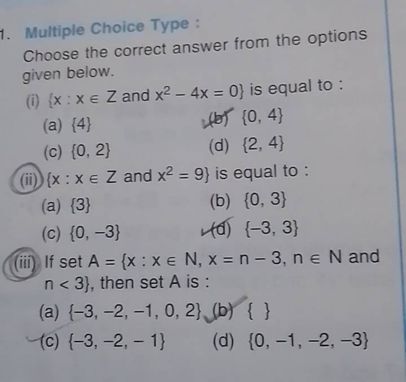 1. Multiple Choice Type :

Choose the correct answer from the options 