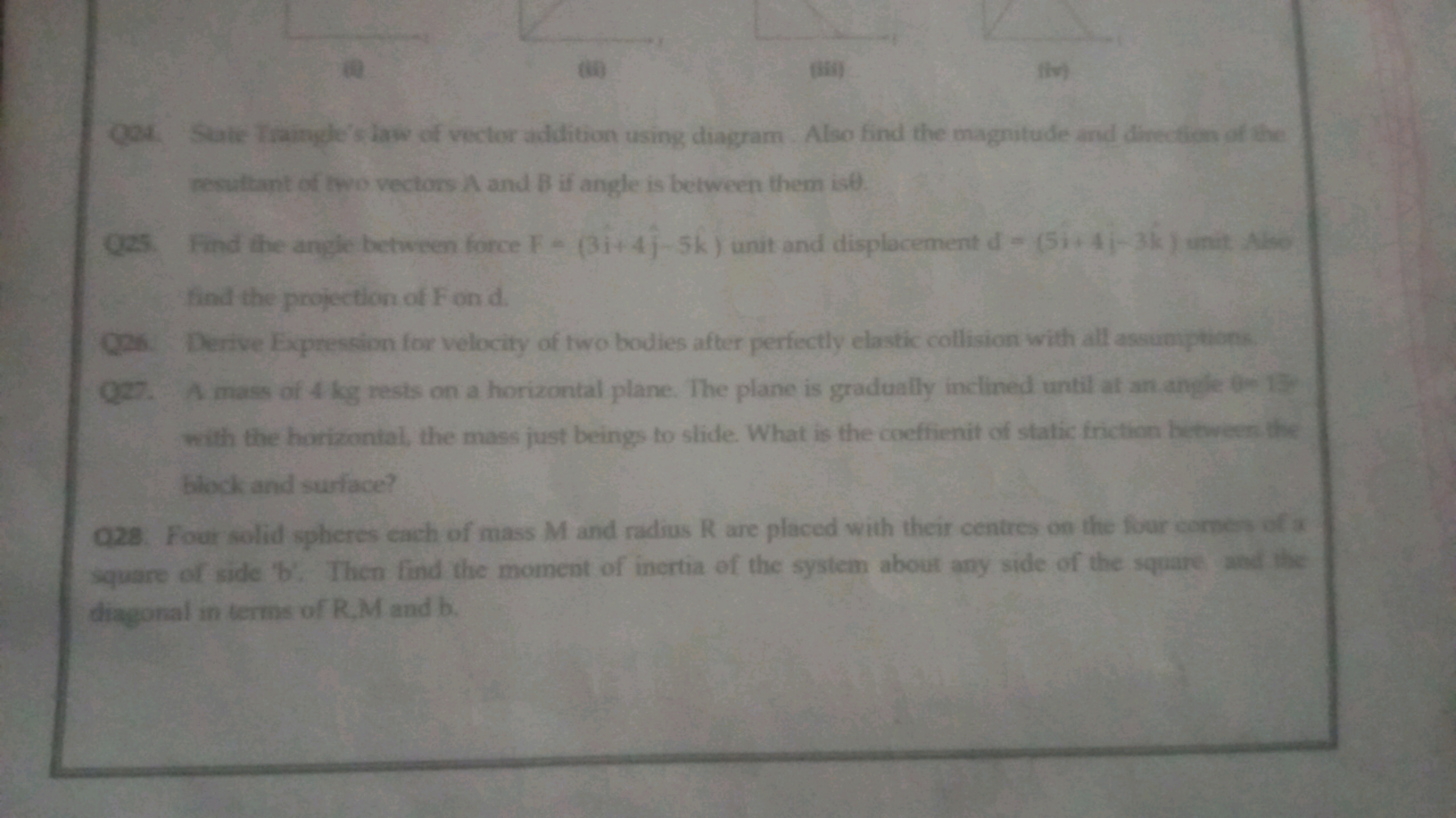  
6 6
(6is)
(35)
fiv) Recutiant of thon vectors it and if it angle is 