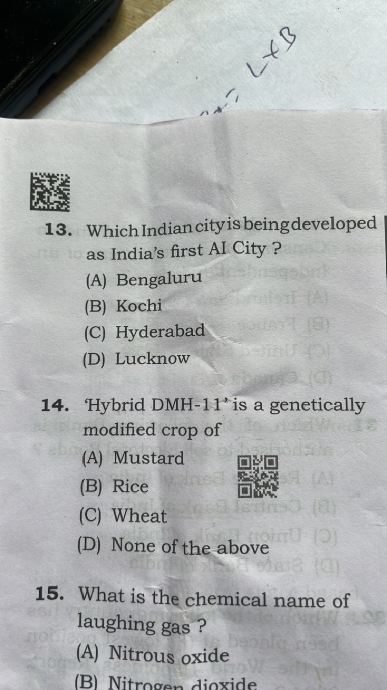 13. Which Indian city is beingdeveloped as India's first AI City ?
(A)