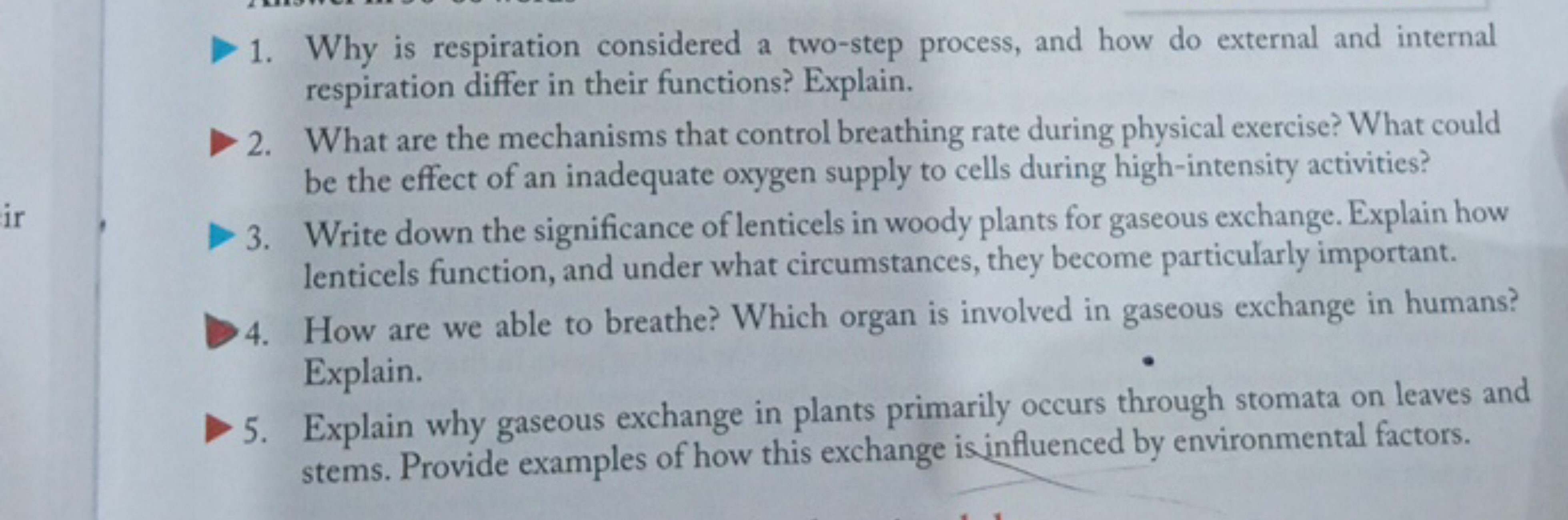 1. Why is respiration considered a two-step process, and how do extern