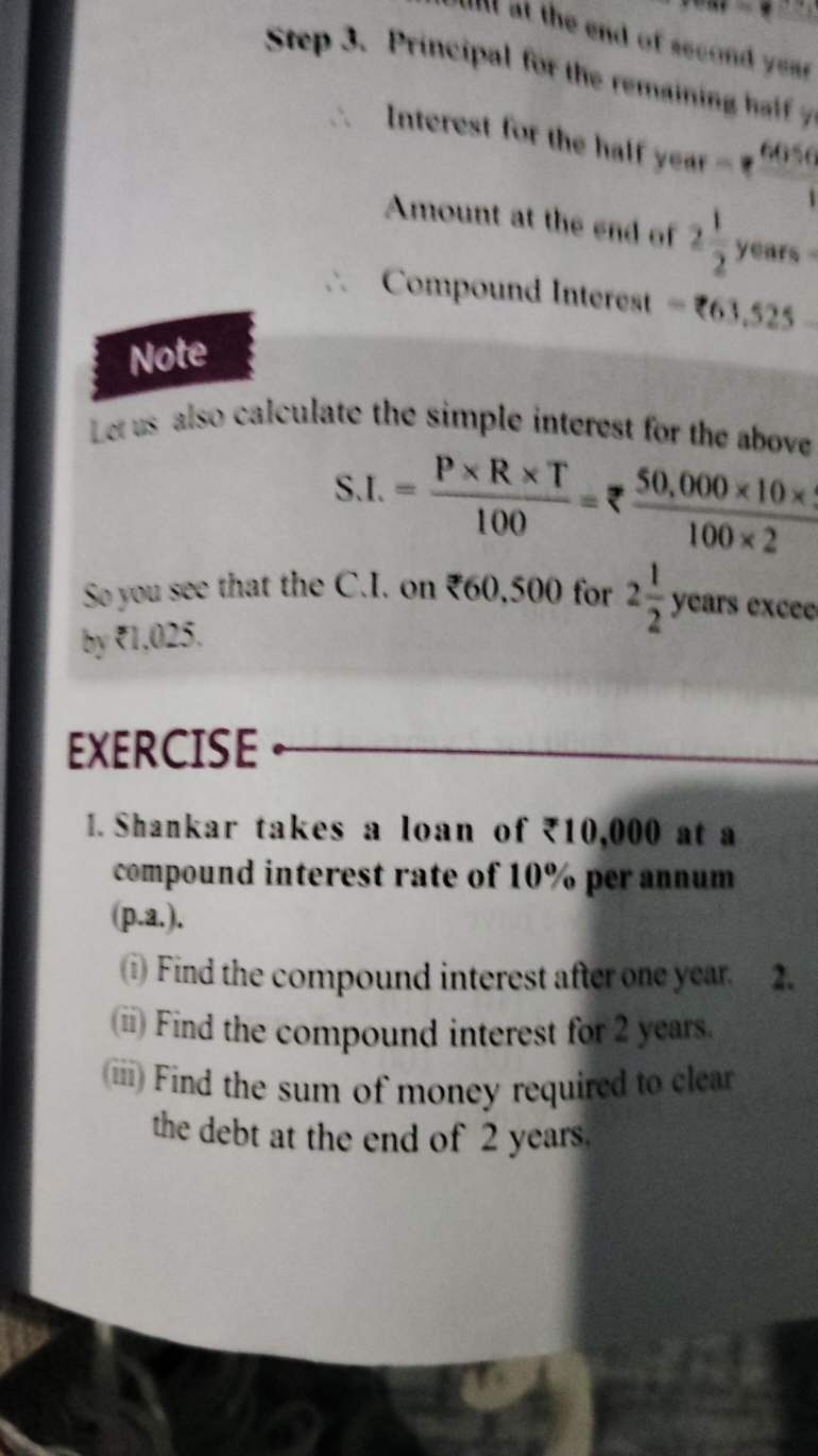 Step 3. Principa 
→ Sto 1
at the end of 21​ years
∴ Compound Interest 