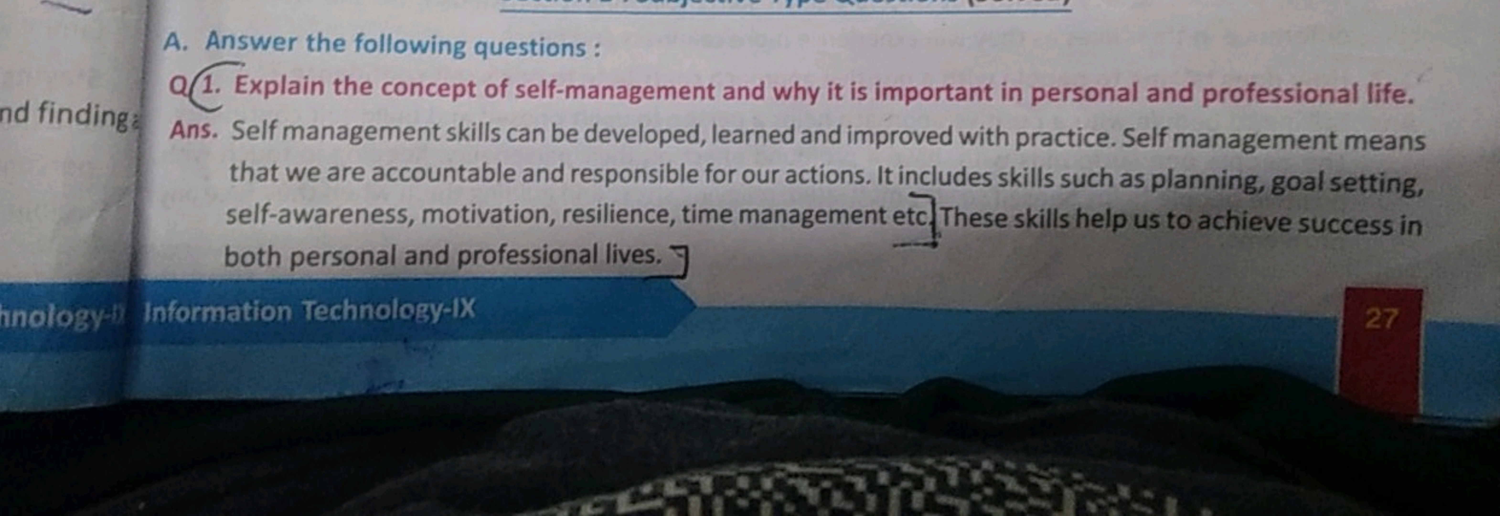 A. Answer the following questions:
Q(1. Explain the concept of self-ma