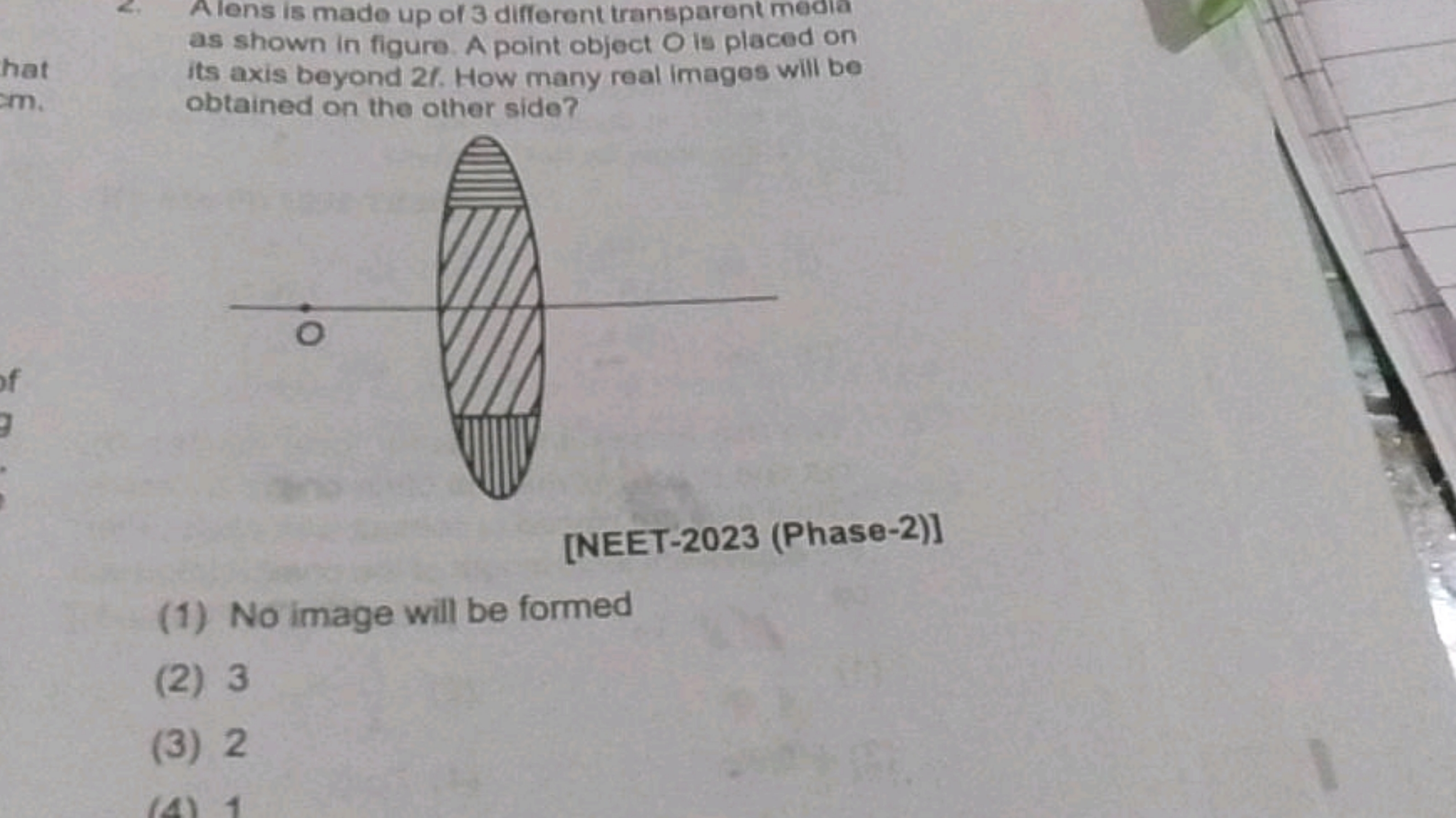 hat
cm.
N
A lens is made up of 3 different transparent media
as shown 