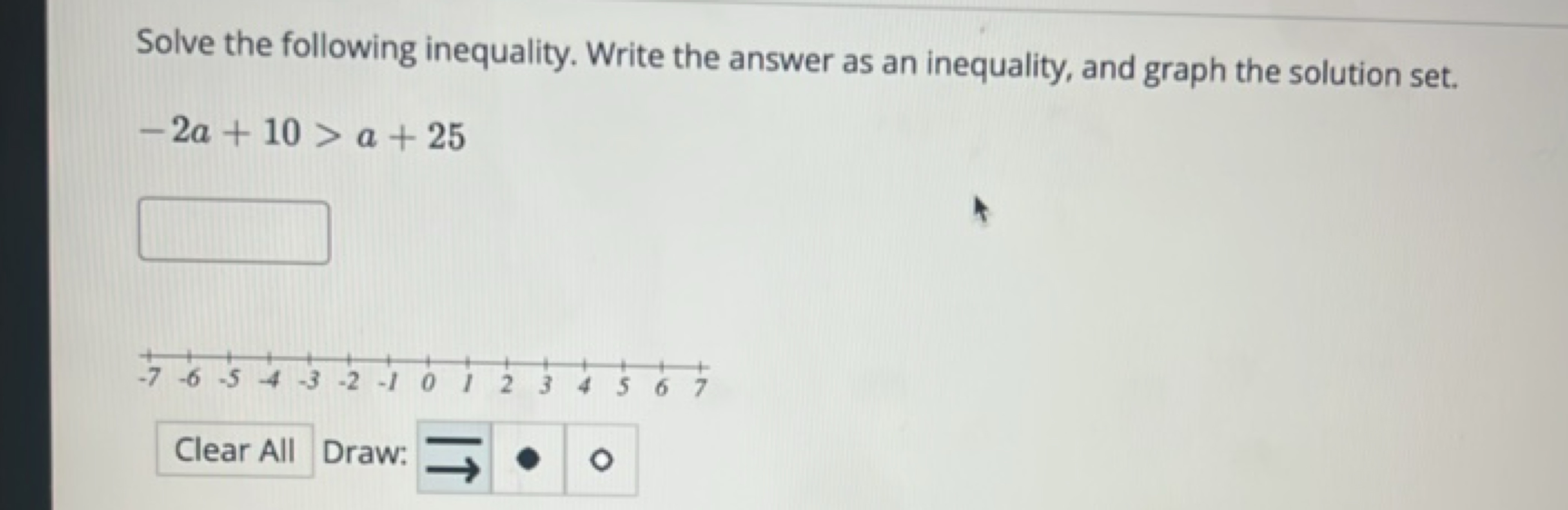 Solve the following inequality. Write the answer as an inequality, and