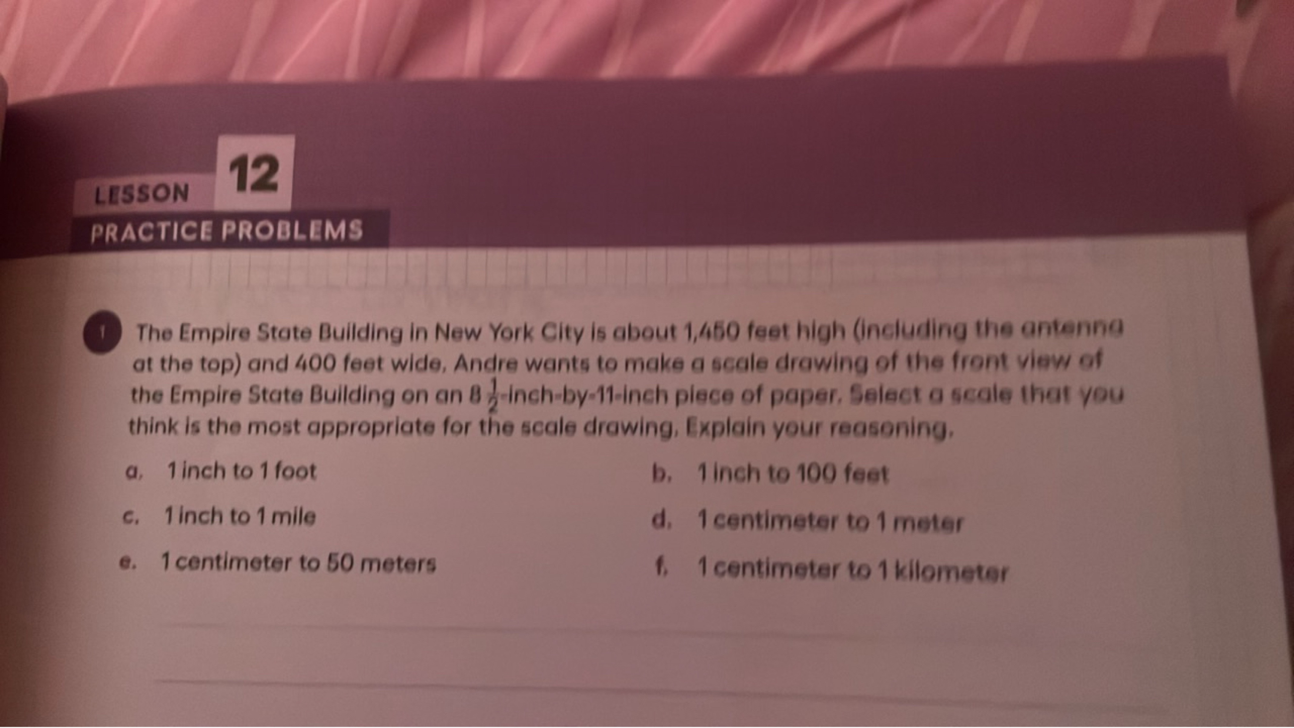 LESSON
PRACTICE PROBLEMS
(1) The Empire State Building in New York Cit