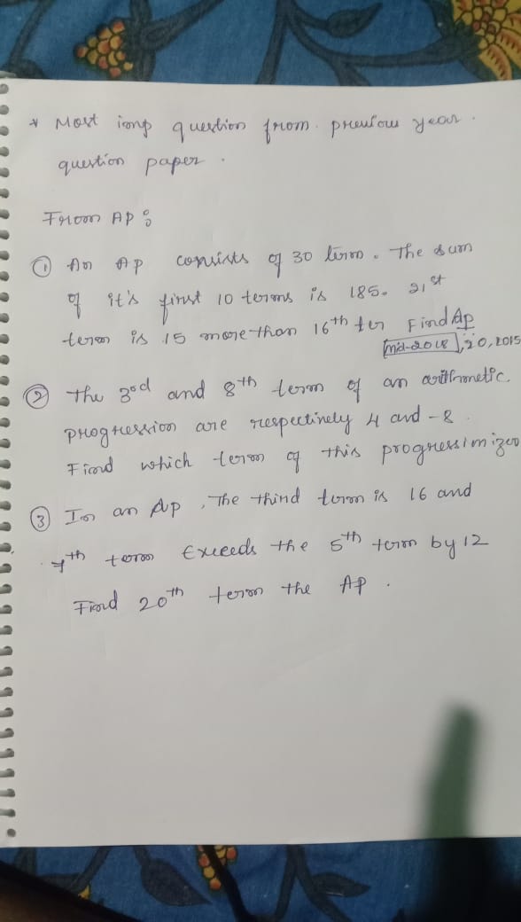 * Most ins question from previous yeas. question paper.

From AP:
(1) 