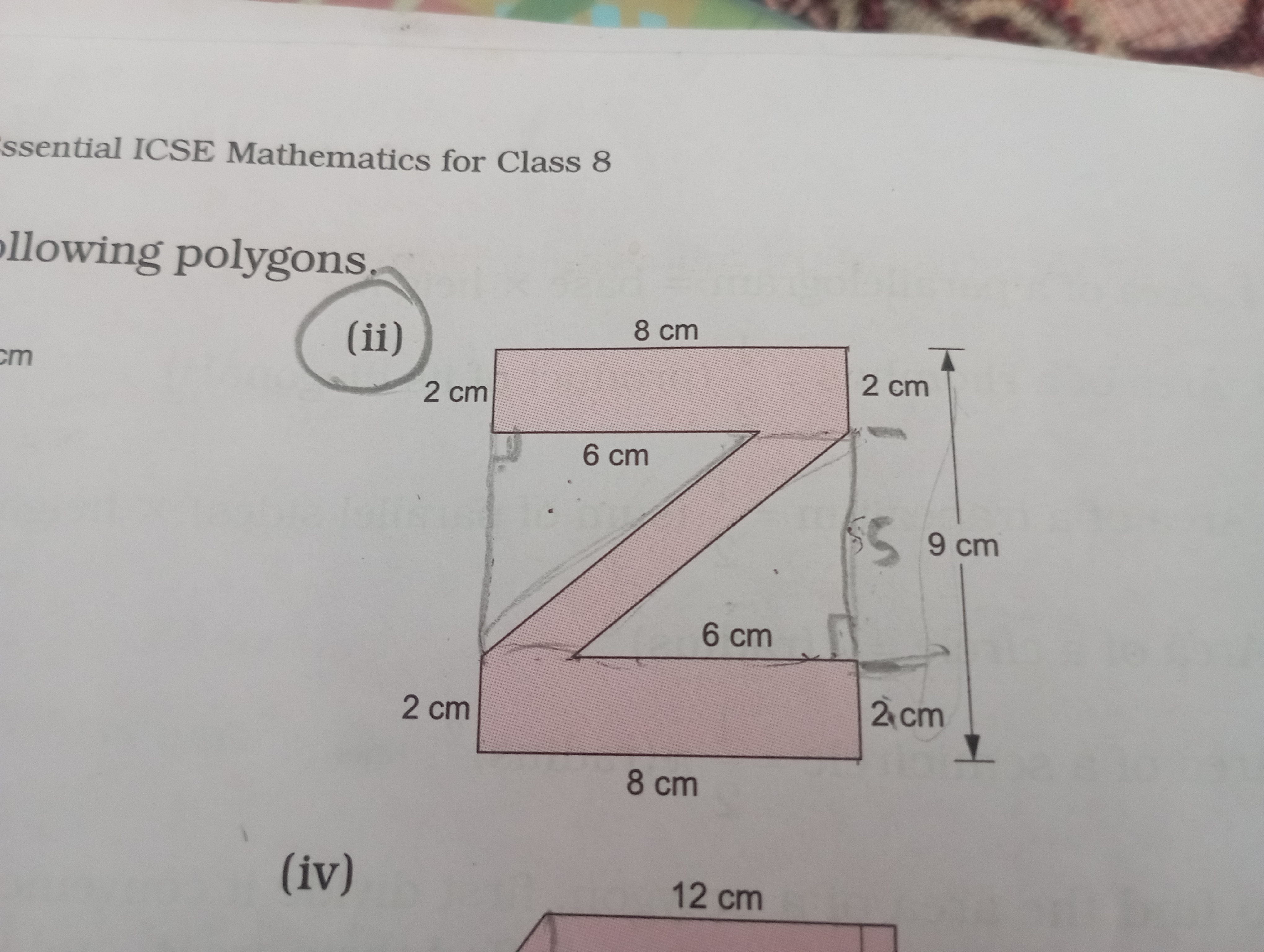 ssential ICSE Mathematics for Class 8
llowing polygons.
(ii)
(iv)
12 c