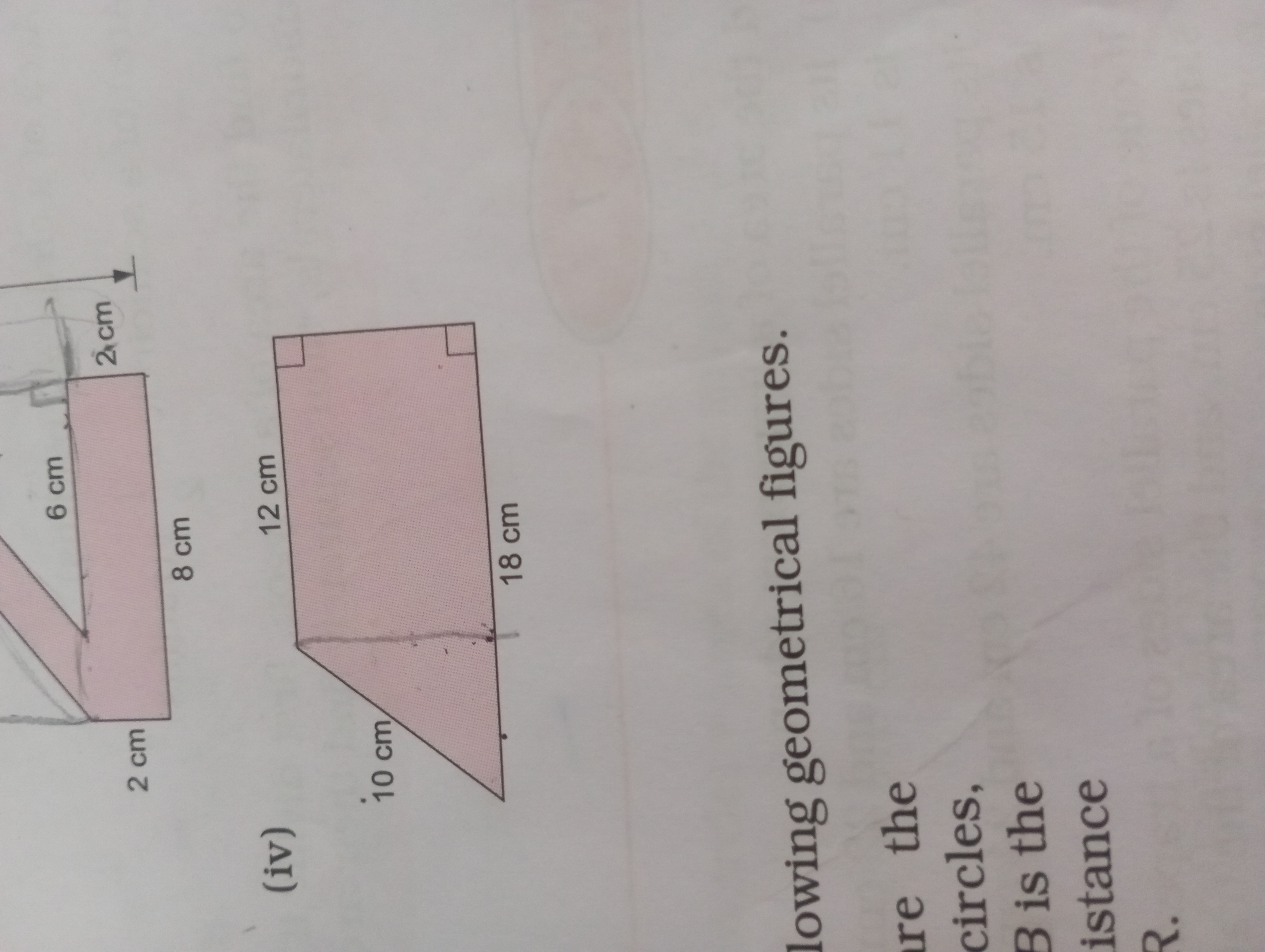 (iv)
lowing geometrical figures.
re the circles,
3 is the istance
२.