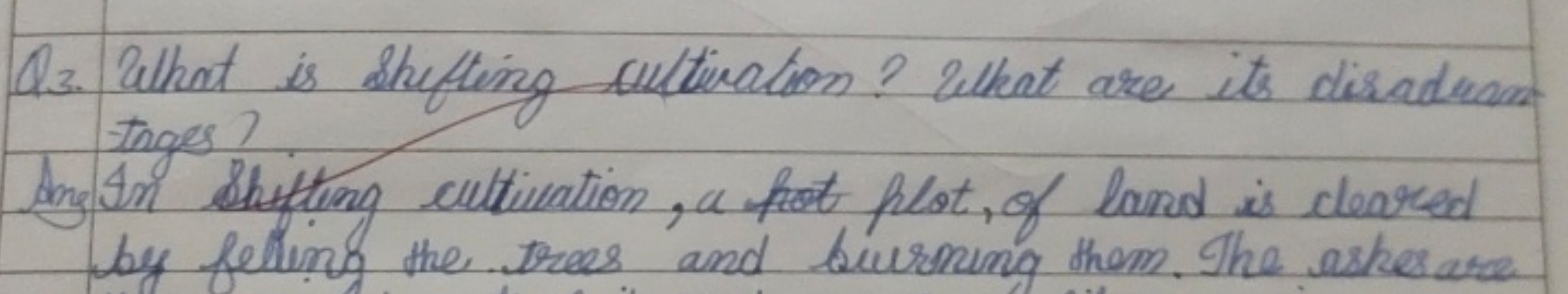 Q3. What is shefing cultivation? What are its diraduan stages?
Ans An 