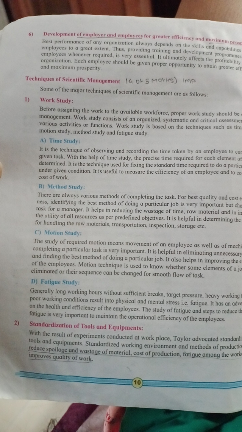 6) Development of employer and employees for greater efficiency and ma