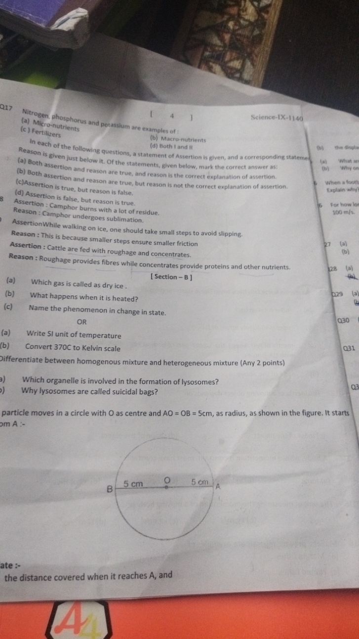 Q17
Nitrogen, phosphorus and potassium are examples of :
(a) Micro-nut