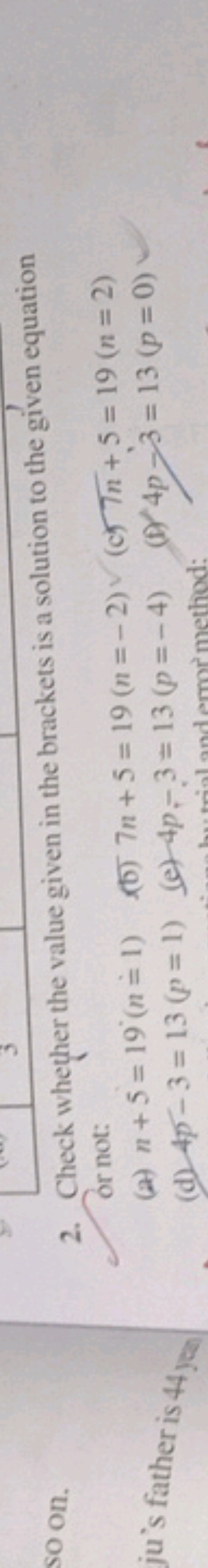 2. Check whether the value given in the brackets is a solution to the 