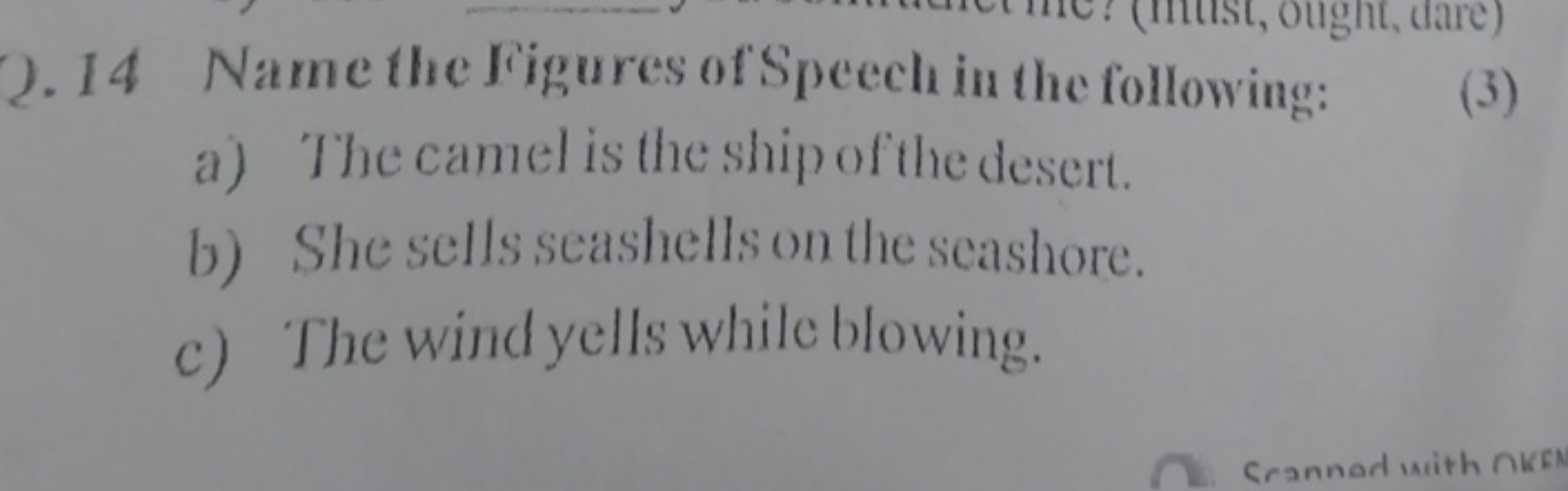 2.14 Name the Figures of Speech in the following:
a) The eamel is the 