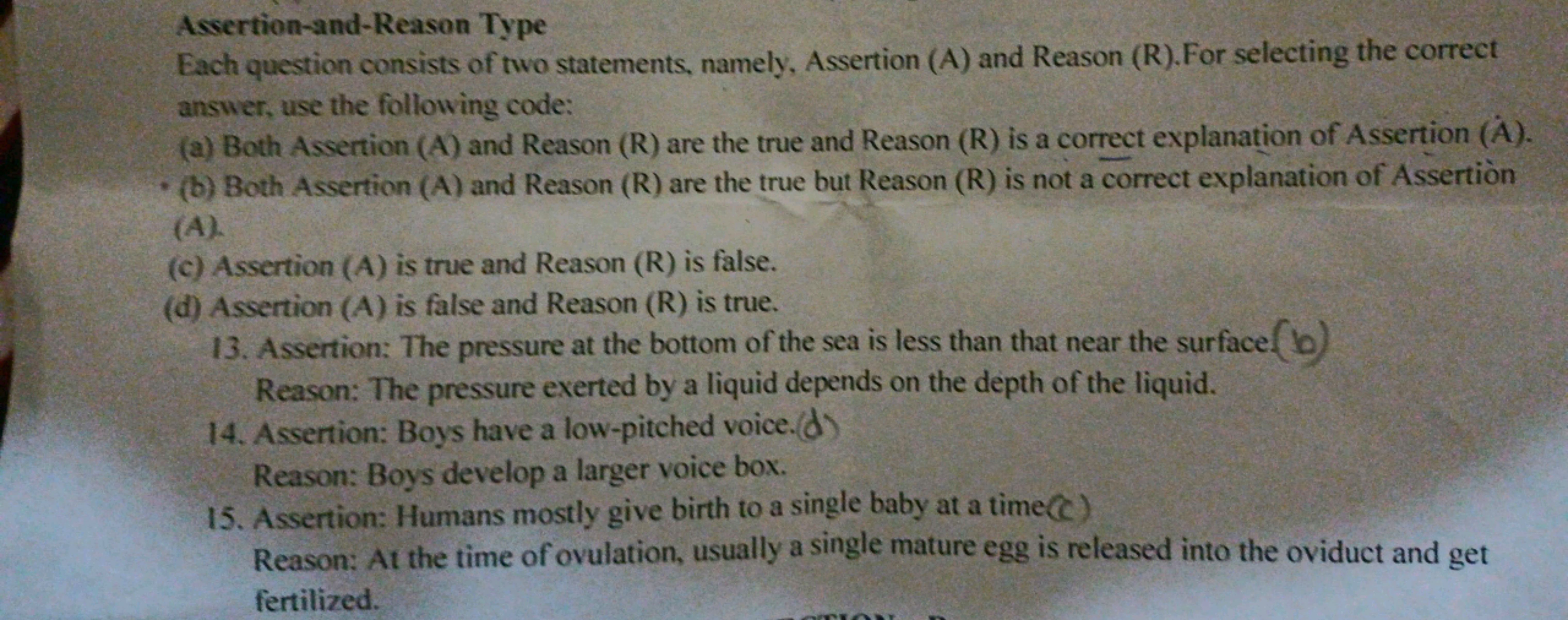 Assertion-and-Reason Type
Each question consists of two statements, na