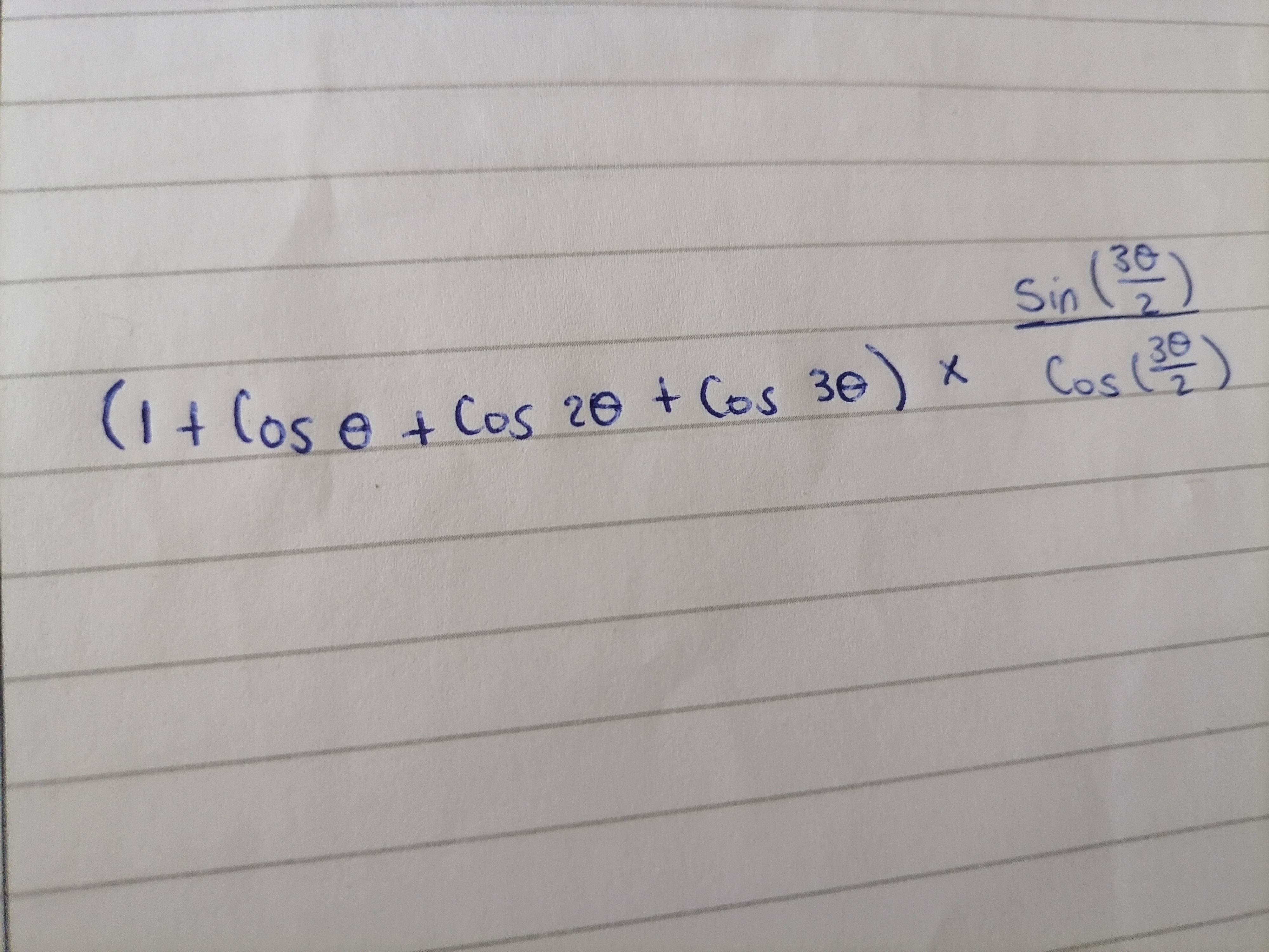 (1+cosθ+cos2θ+cos3θ)×cos(23θ​)sin(23θ​)​