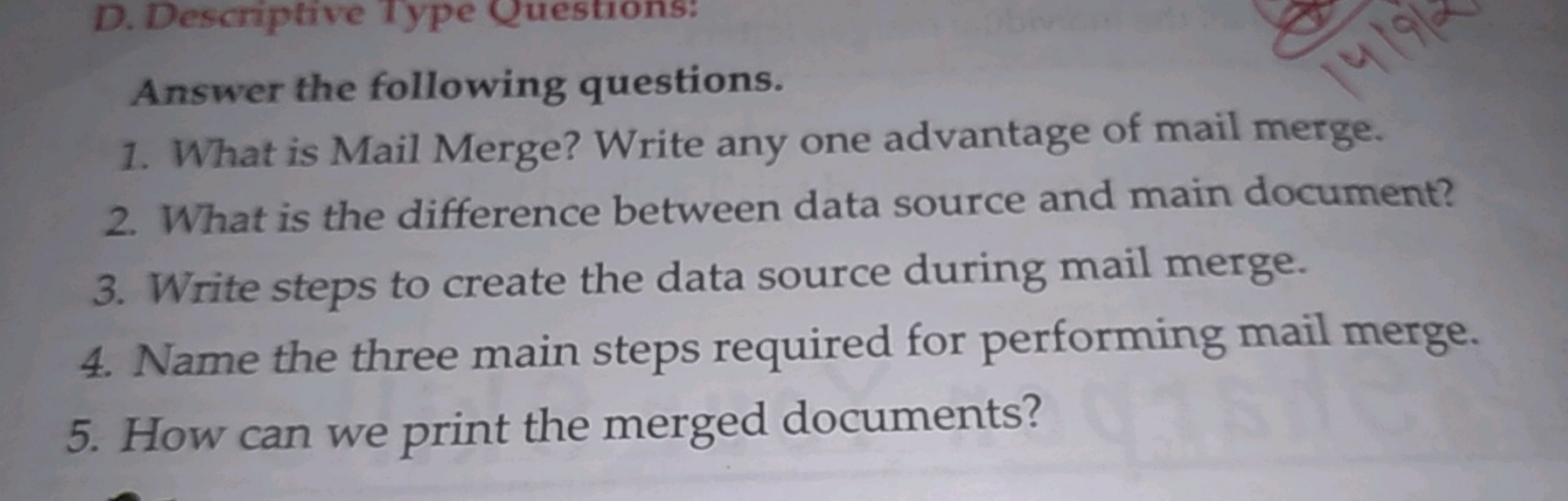 D. Descriptive Type Questions!
Answer the following questions.
1419
1.