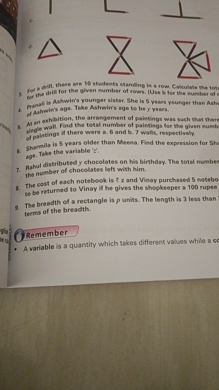 d.
3. For a drill, there are 10 students standing in a row. Calculate 