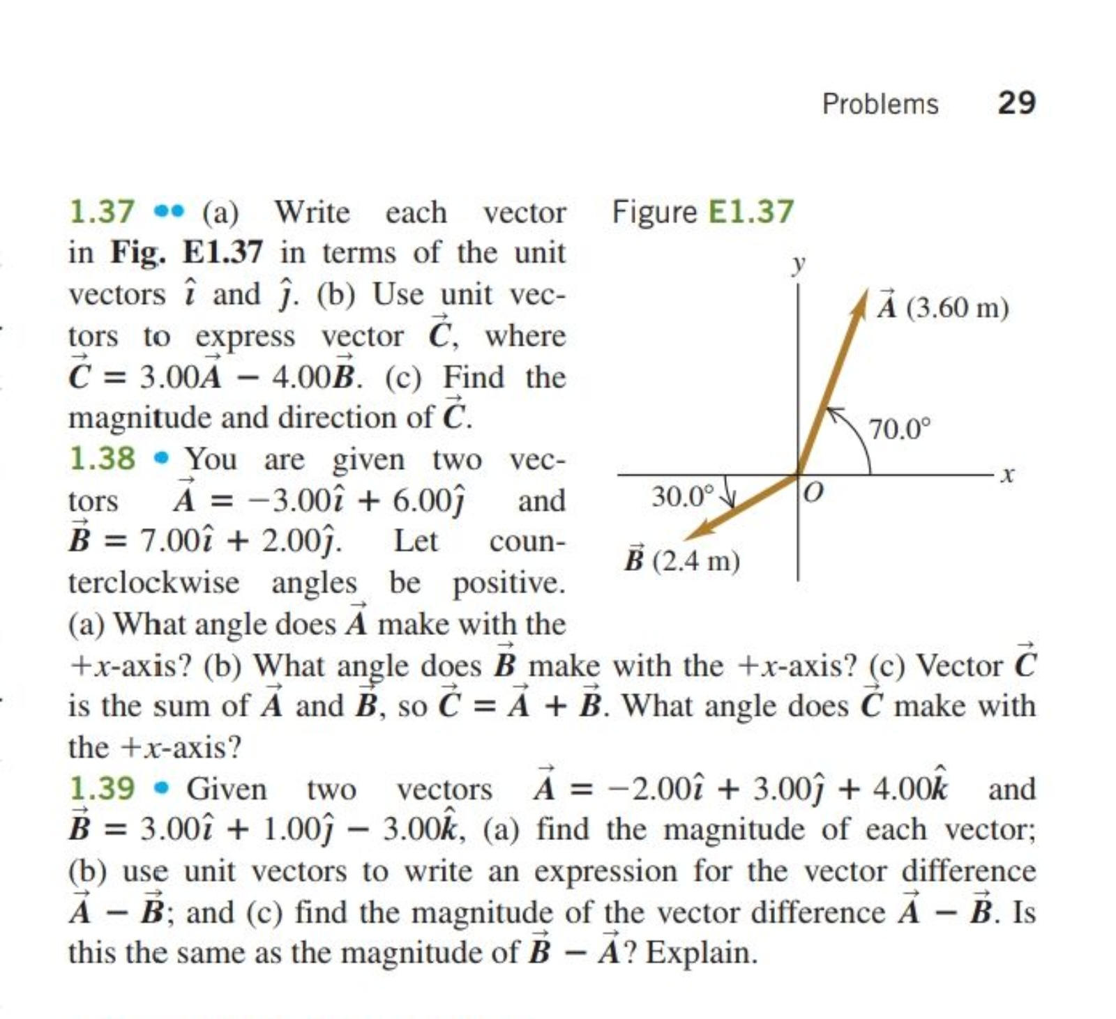 Problems
29
1.37 (a) Write each vector in Fig. E1.37 in terms of the u