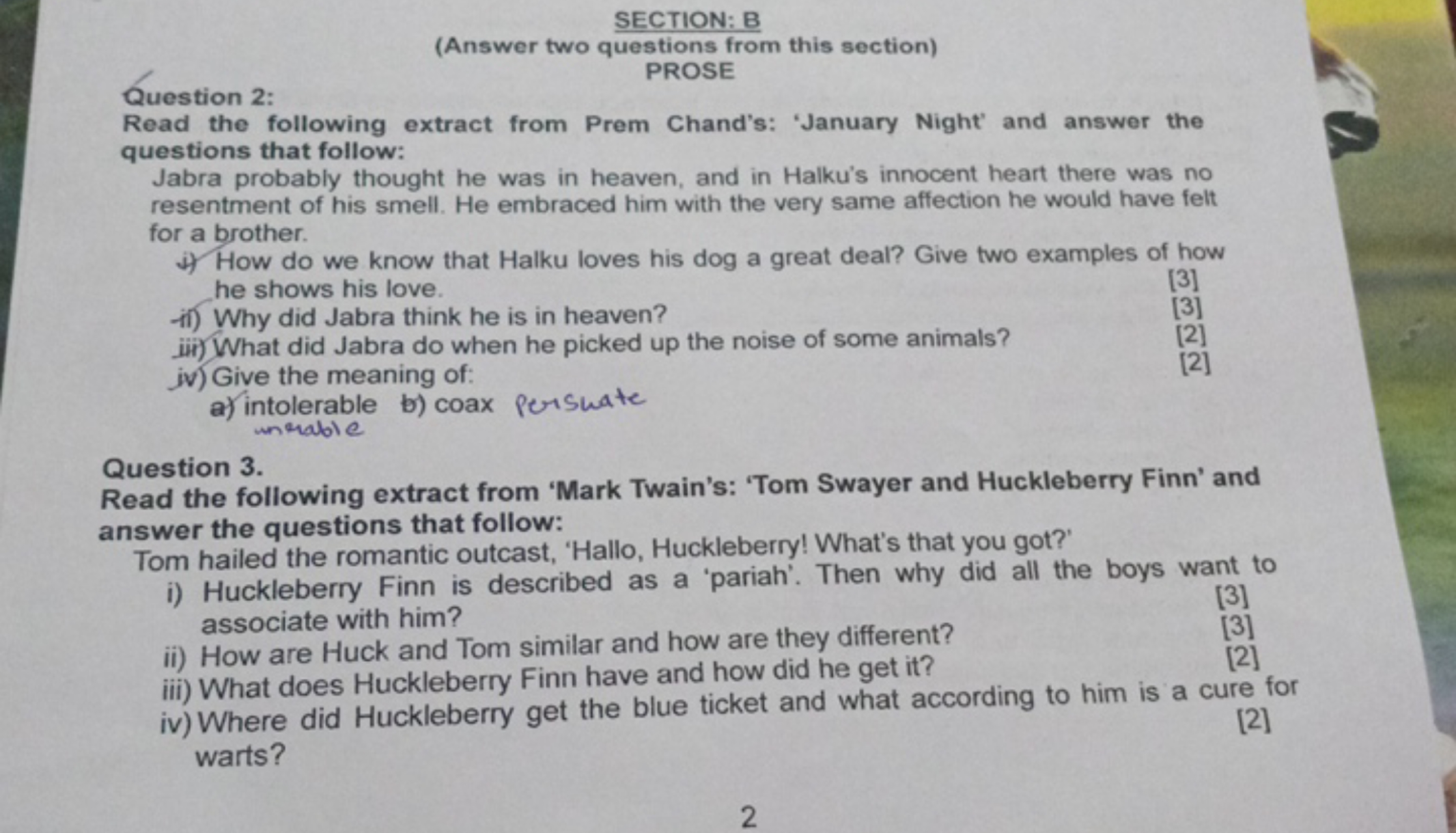 SECTION: B
(Answer two questions from this section)
Question 2: PROSE
