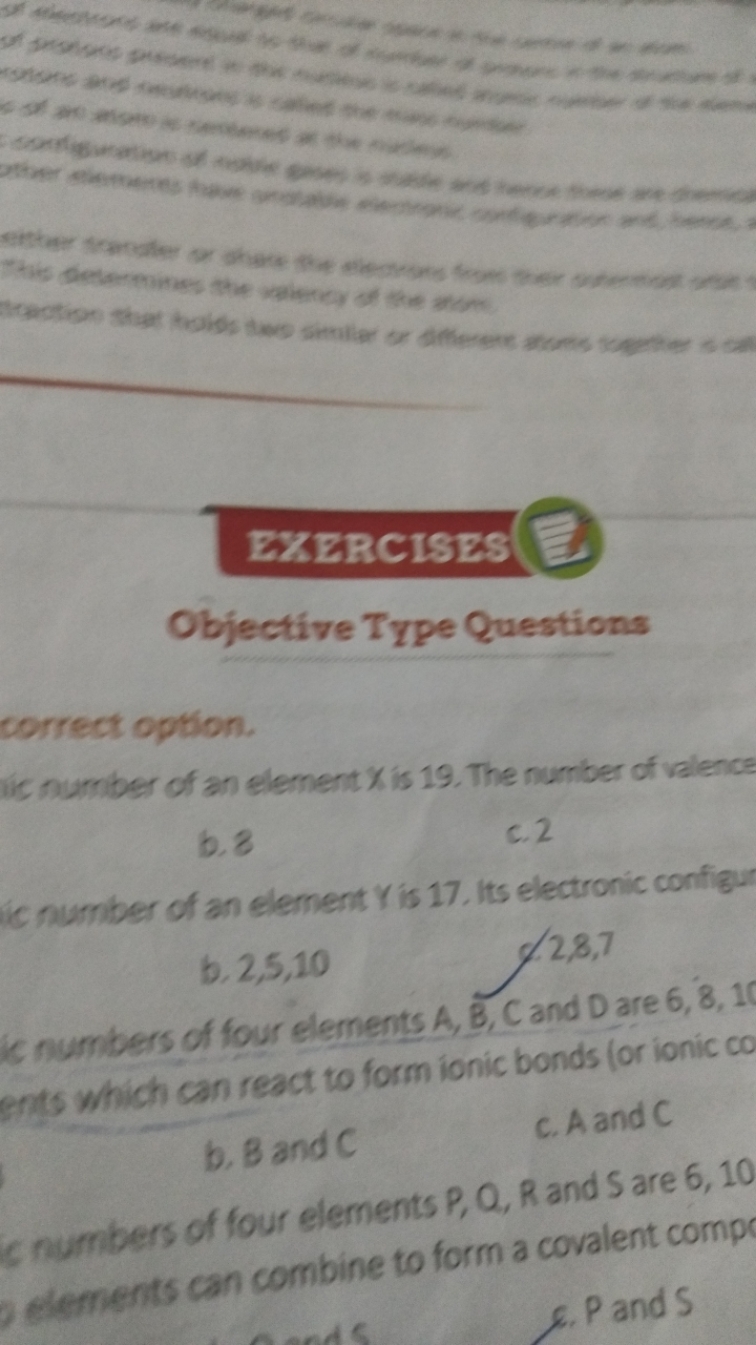 

ZXERCISES
Objective Type Questions
correct option.
ii number of an e