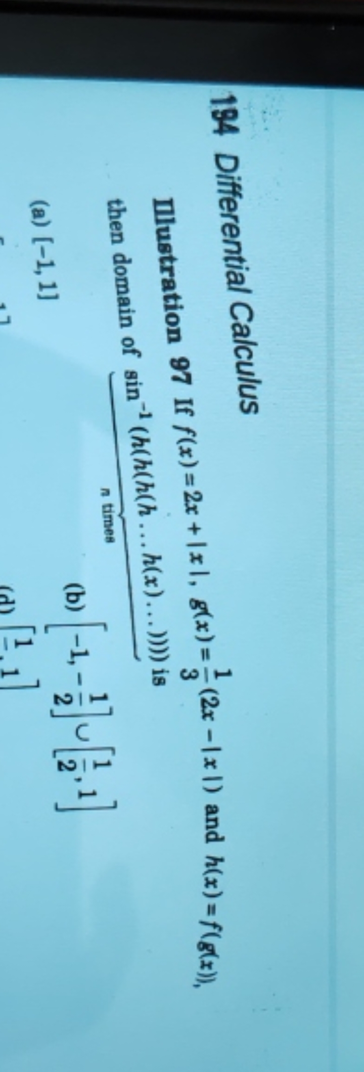 194 Differential Calculus
Illustration 97 If f(x)=2x+∣x∣,g(x)=31​(2x−∣