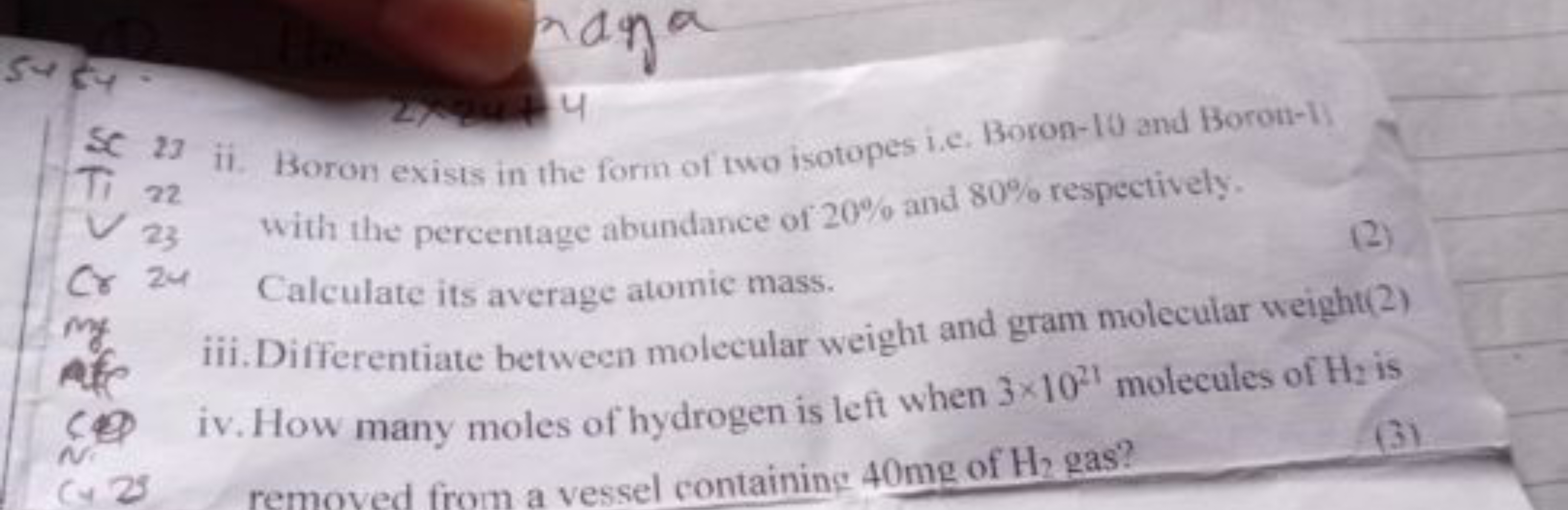 SC 23 ii. Boron exists in the form of two isotopes i.c. Boron-10 and B